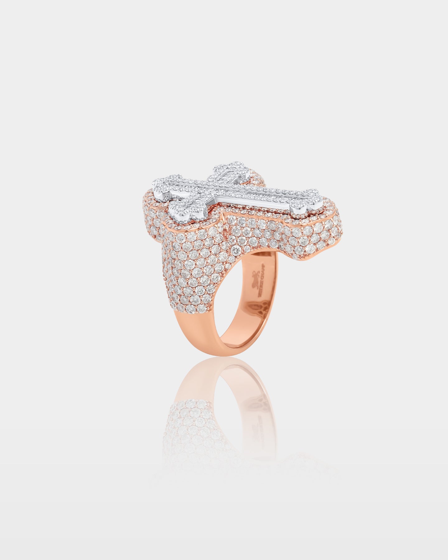 Two-Tone Gothic Cross Diamond Statement Ring | The Ice Champ Dallas