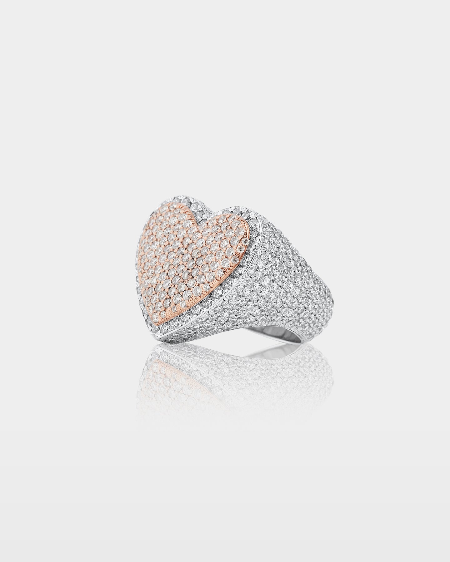 Two-Tone Iced Heart Signet Ring | The Ice Champ Jewelry Grapevine