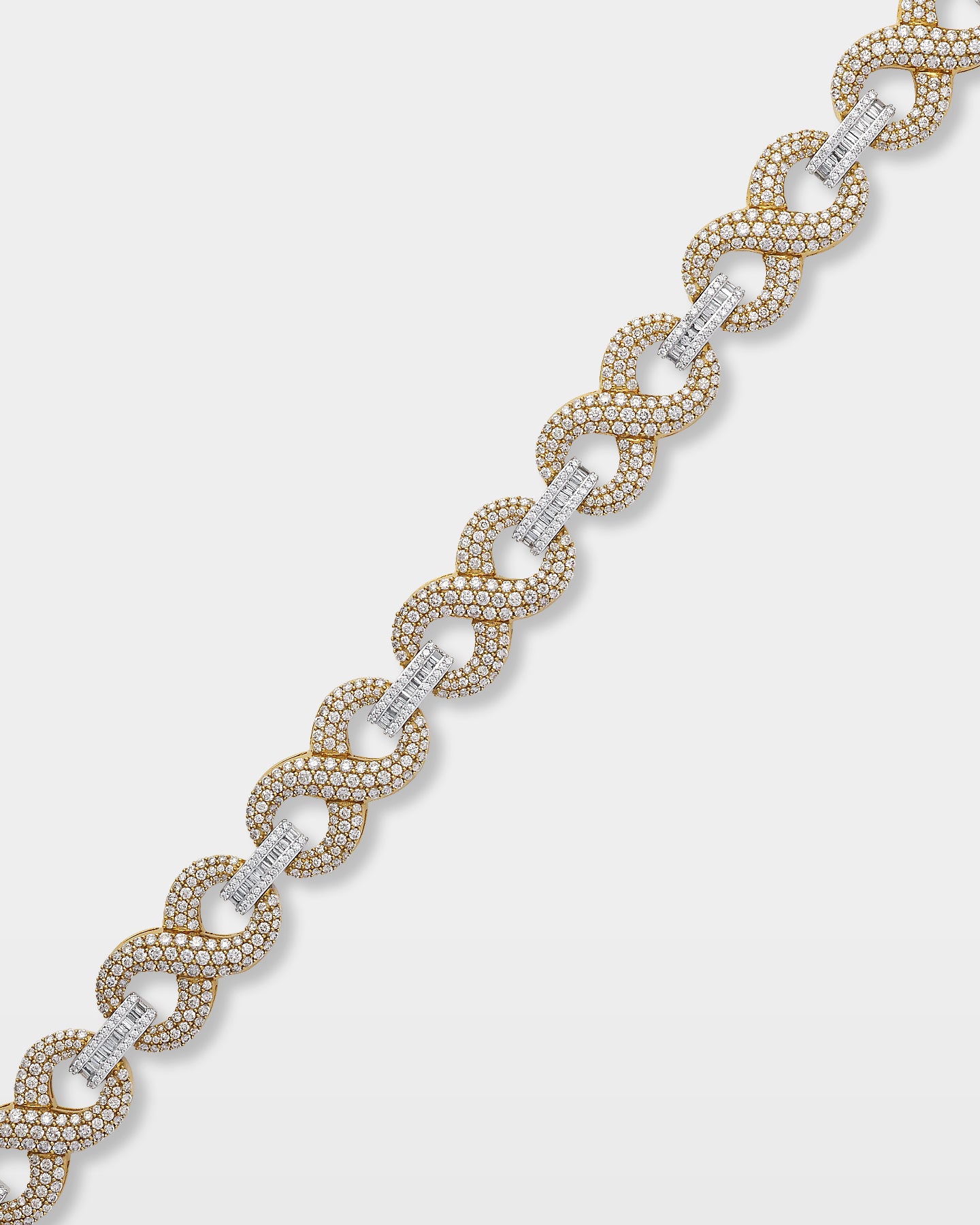 White and Yellow Gold Infinity Diamond Link Bracelet | The Ice Champ Grapevine, Texas