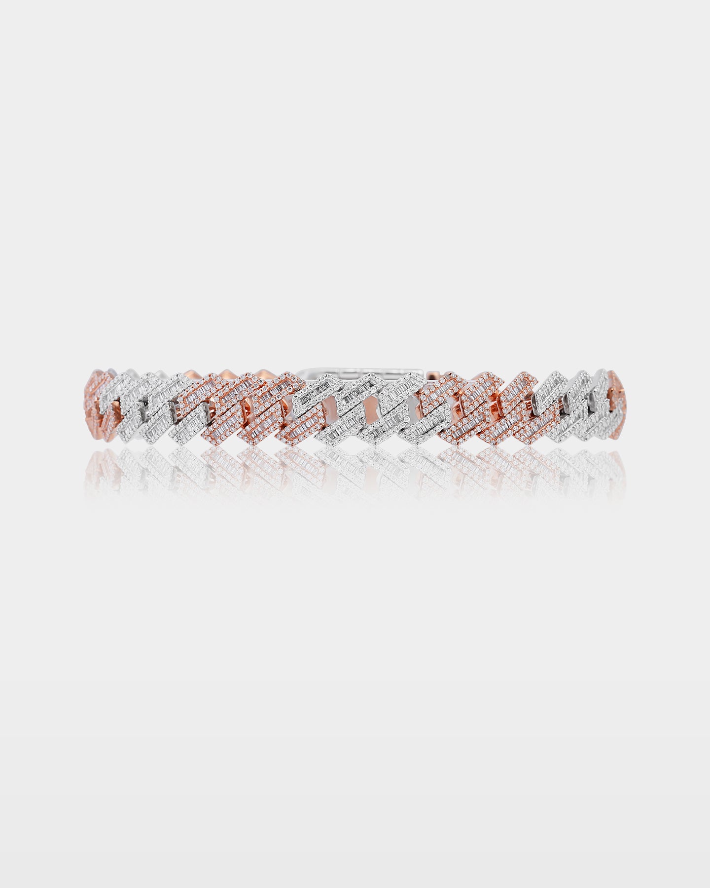 Rose and White Gold Miami Cuban Link Diamond Bracelet | The Ice Champ
