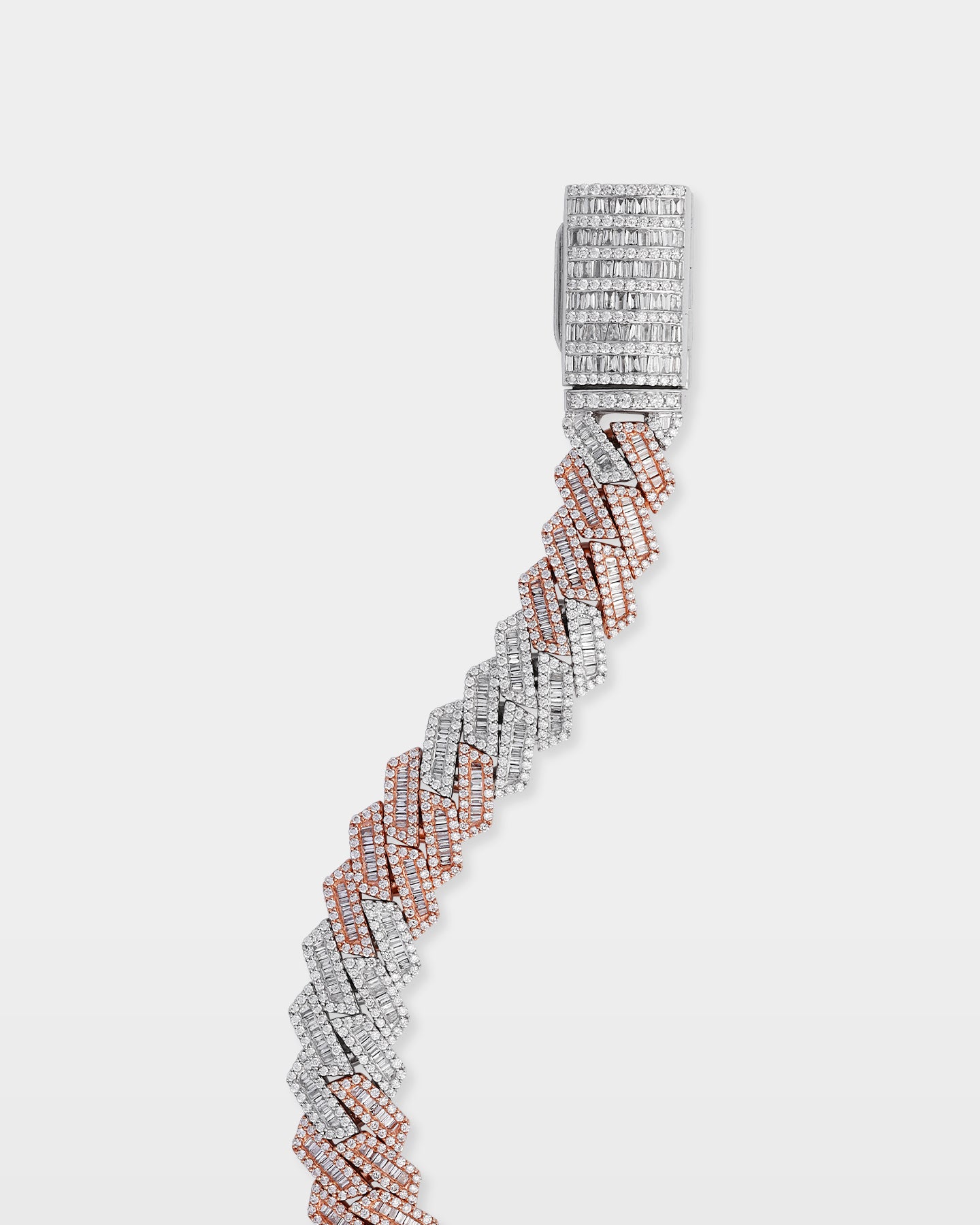 Rose and White Gold Miami Cuban Link Diamond Bracelet | The Ice Champ