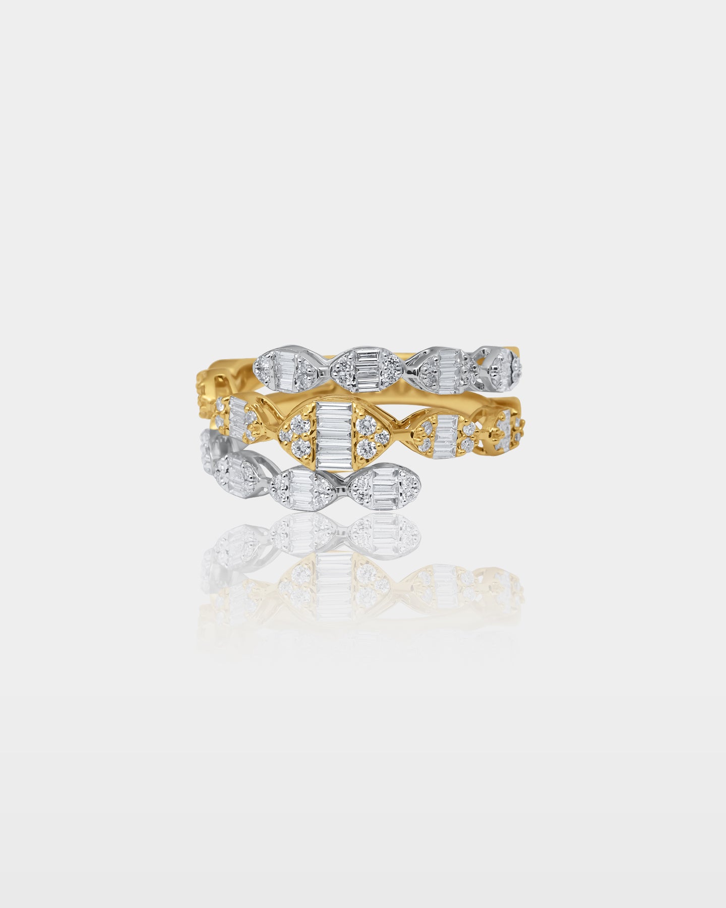 Yellow and White Gold Diamond Coil Ring | The Ice Champ Dallas, Texas