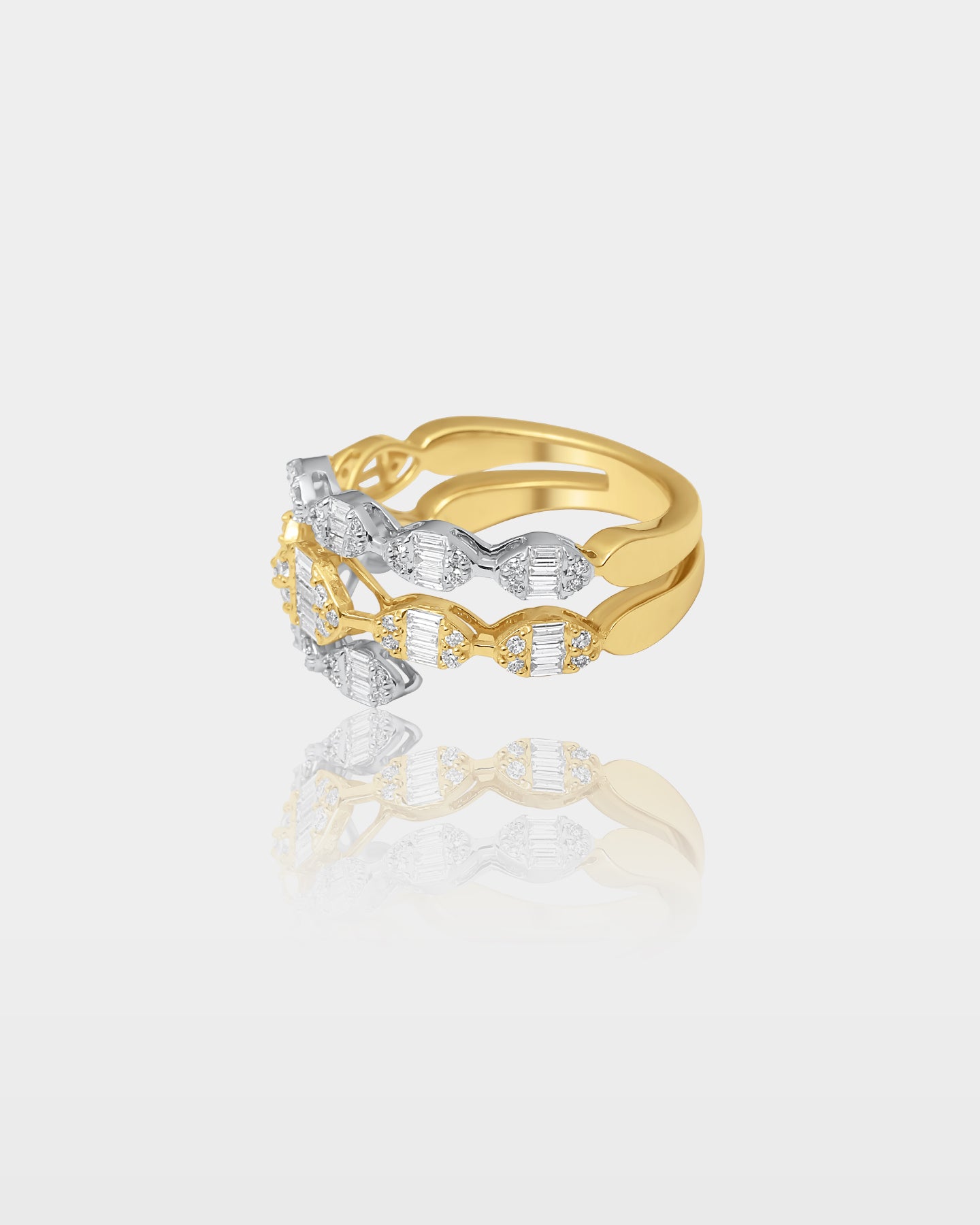 Yellow and White Gold Diamond Coil Ring | The Ice Champ Dallas, Texas
