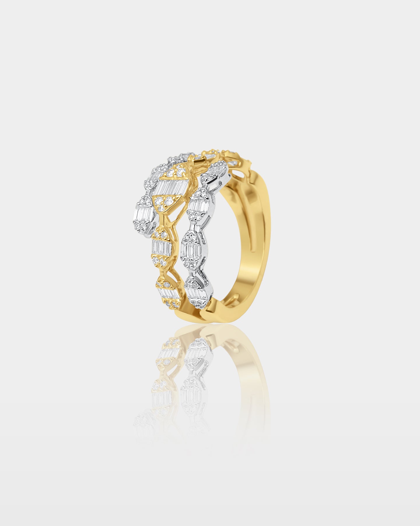 Yellow and White Gold Diamond Coil Ring | The Ice Champ Dallas, Texas