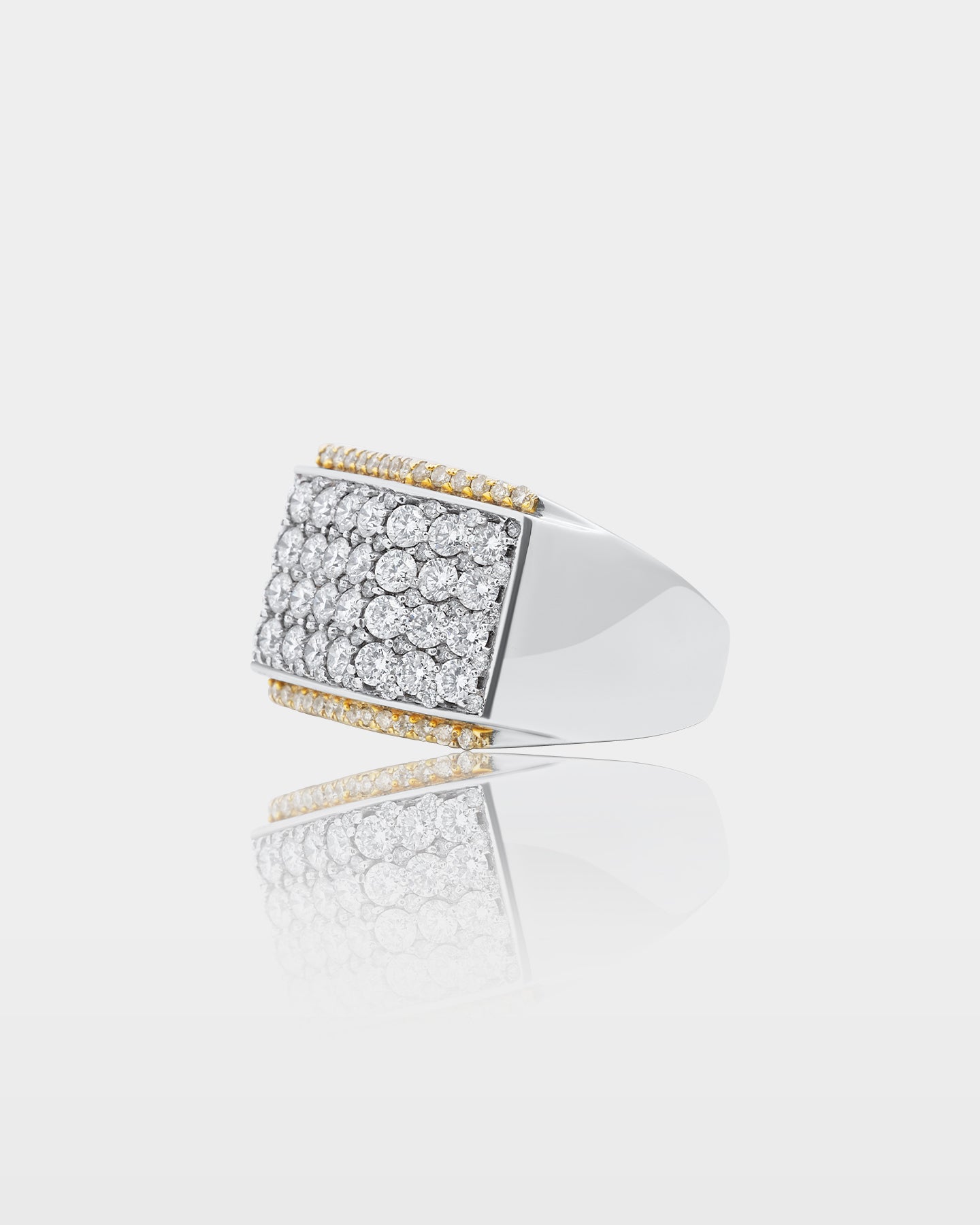 Two-Tone Square-Top Diamond Statement Ring | The Ice Champ Dallas