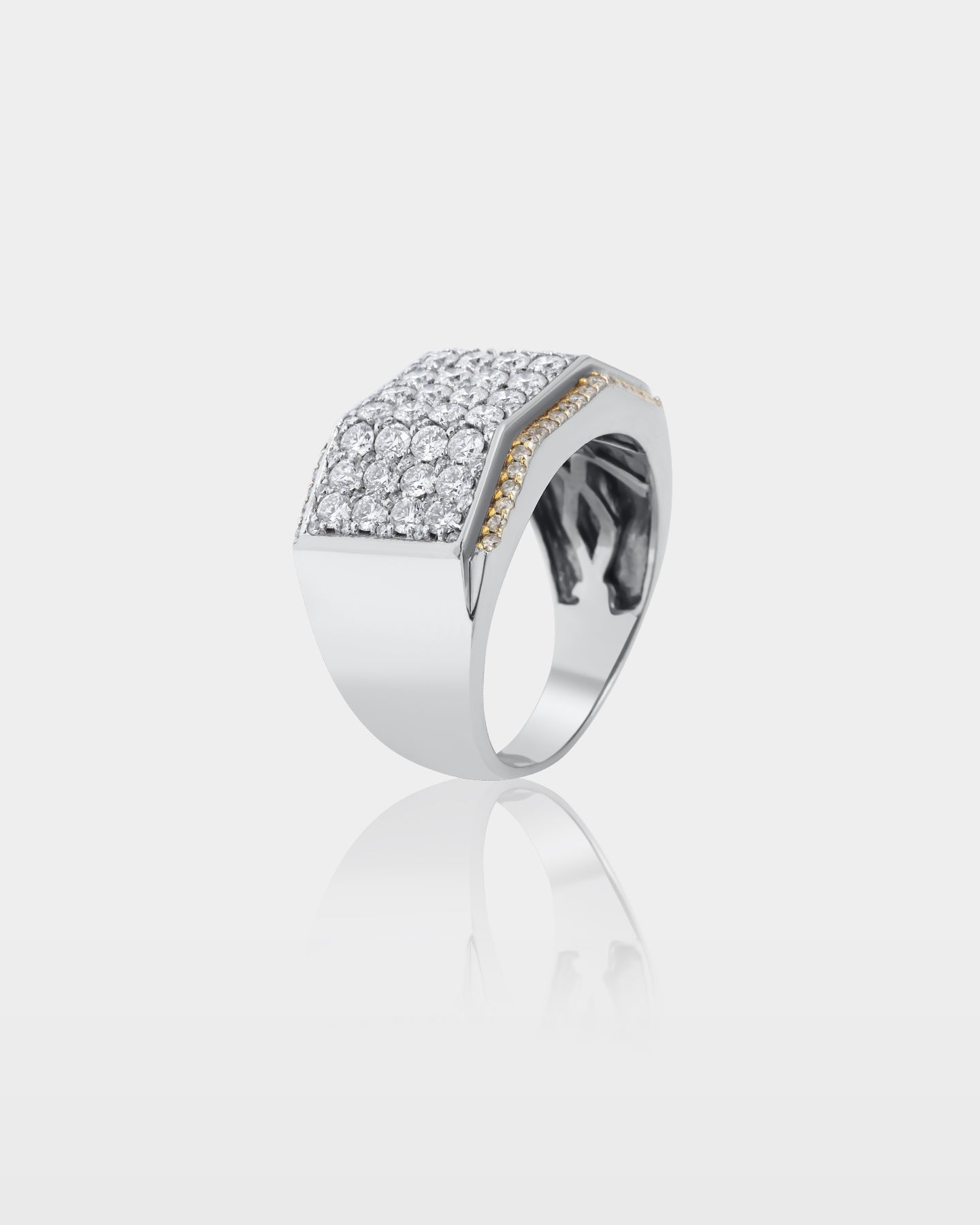 Two-Tone Square-Top Diamond Statement Ring | The Ice Champ Dallas