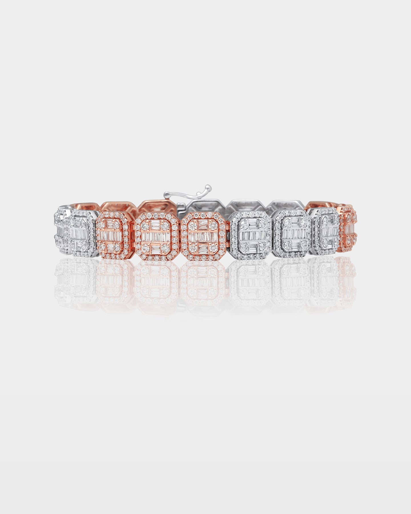 Rose and White Gold Square Link Diamond Bracelet | The Ice Champ Grapevine, TX