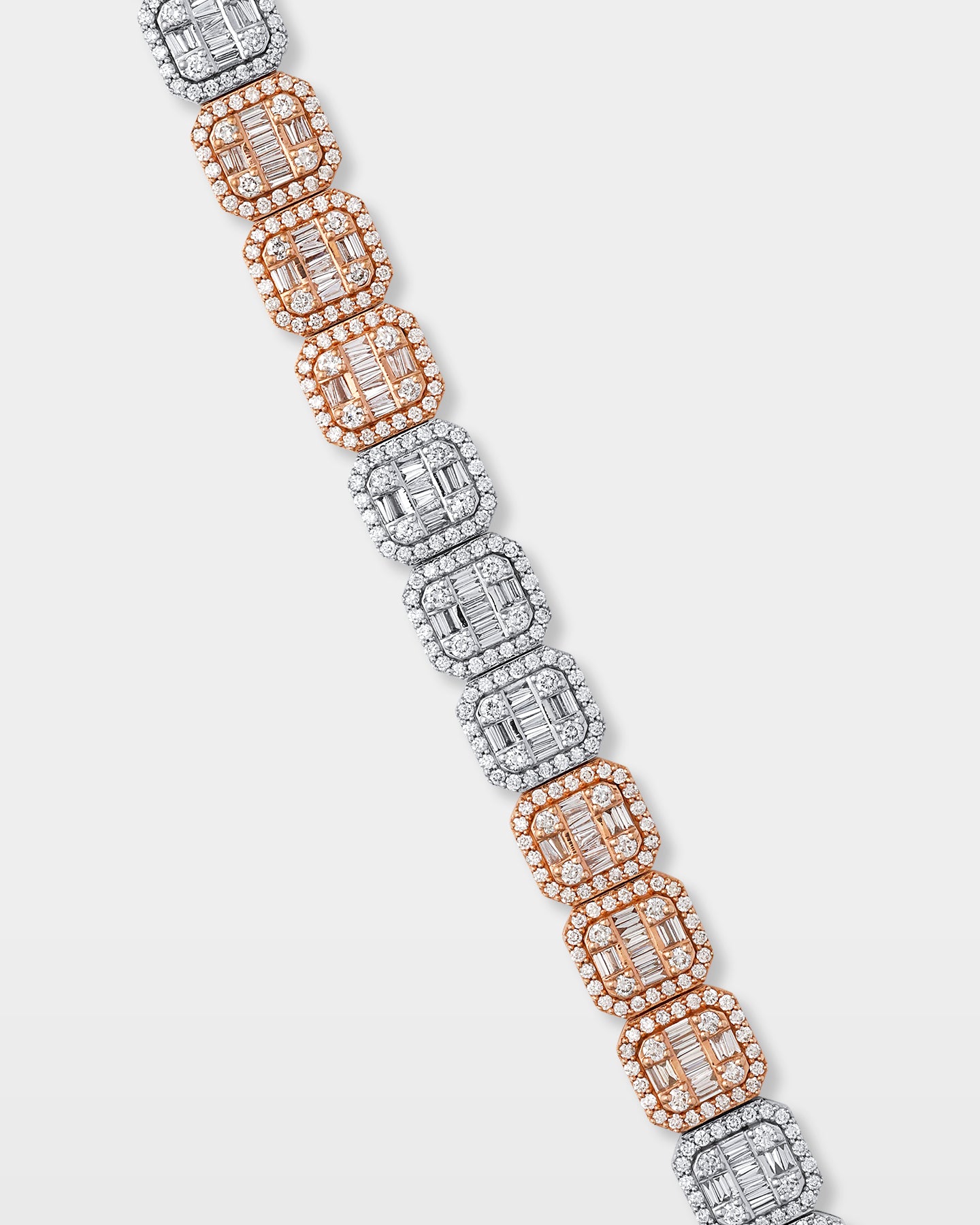 Rose and White Gold Square Link Diamond Bracelet | The Ice Champ Grapevine, TX
