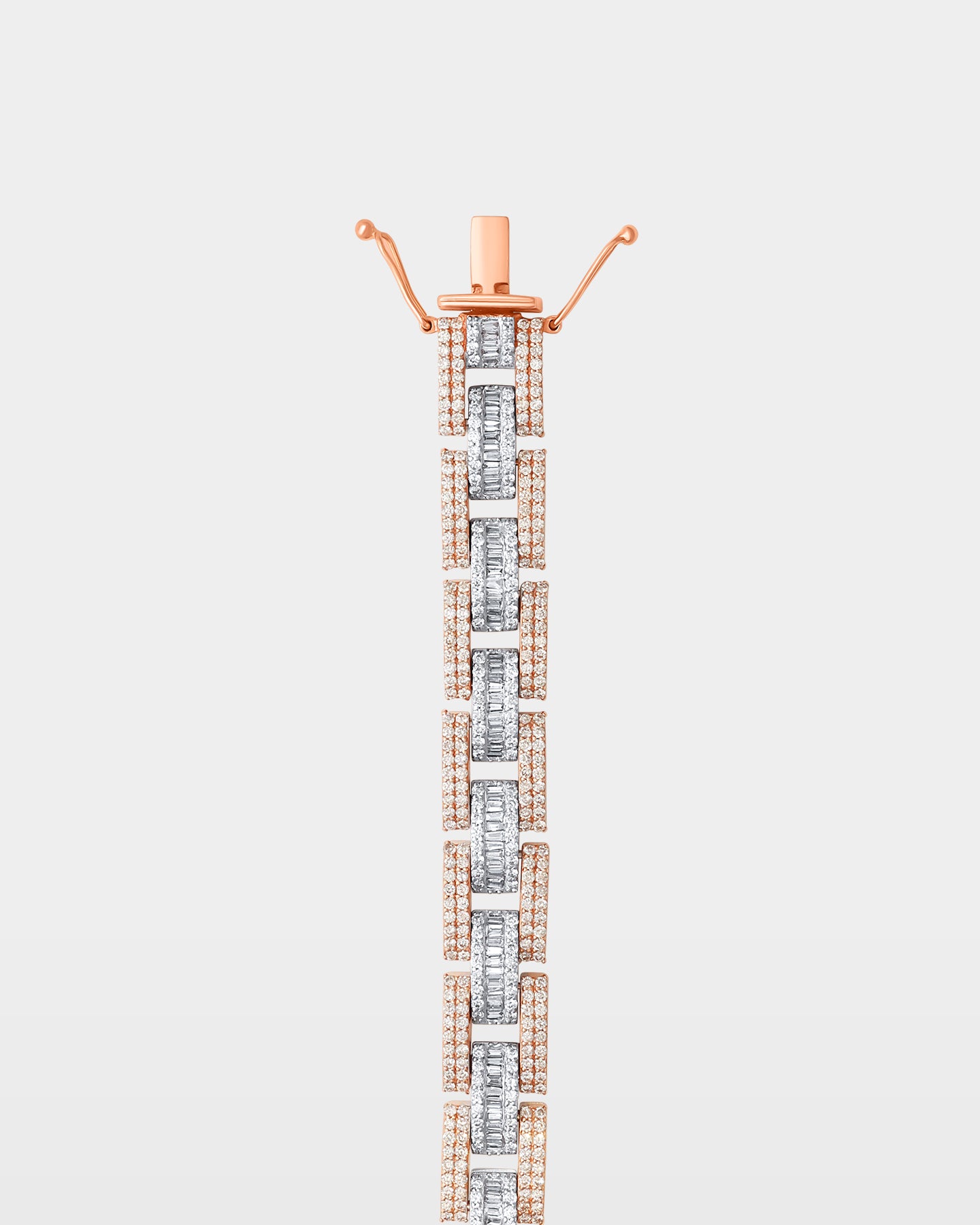 Rose and White Gold Triple Row Bar Link Diamond Bracelet | The Ice Champ Grapevine, TX