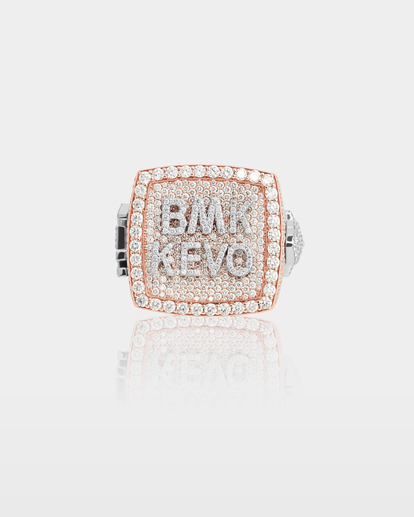 Two Tone 'BMK KEVO' Diamond Statement Ring | The Ice Champ Texas