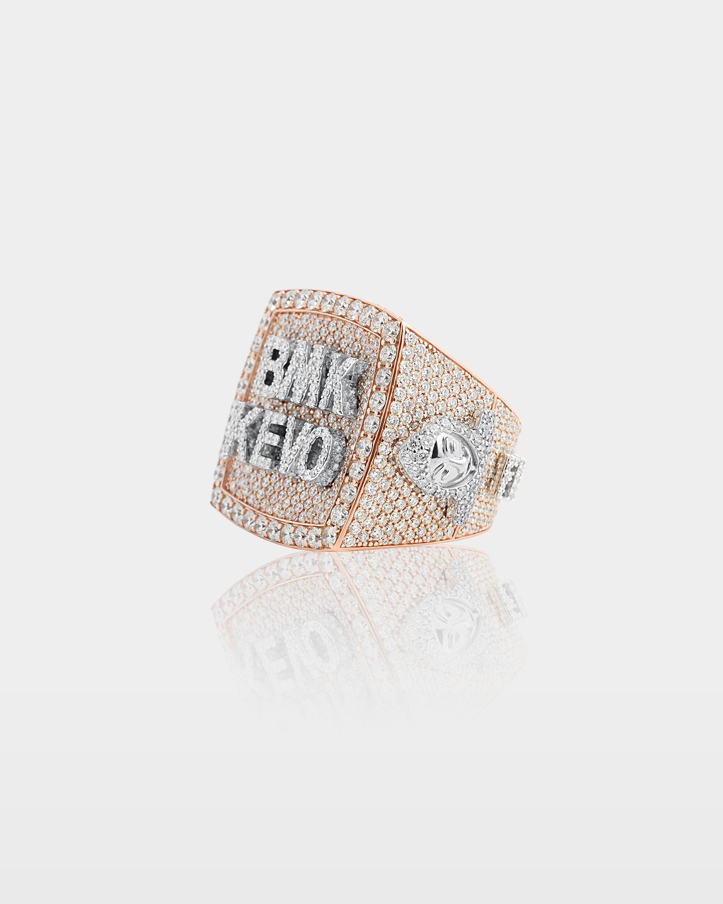 Two Tone 'BMK KEVO' Diamond Statement Ring | The Ice Champ Texas