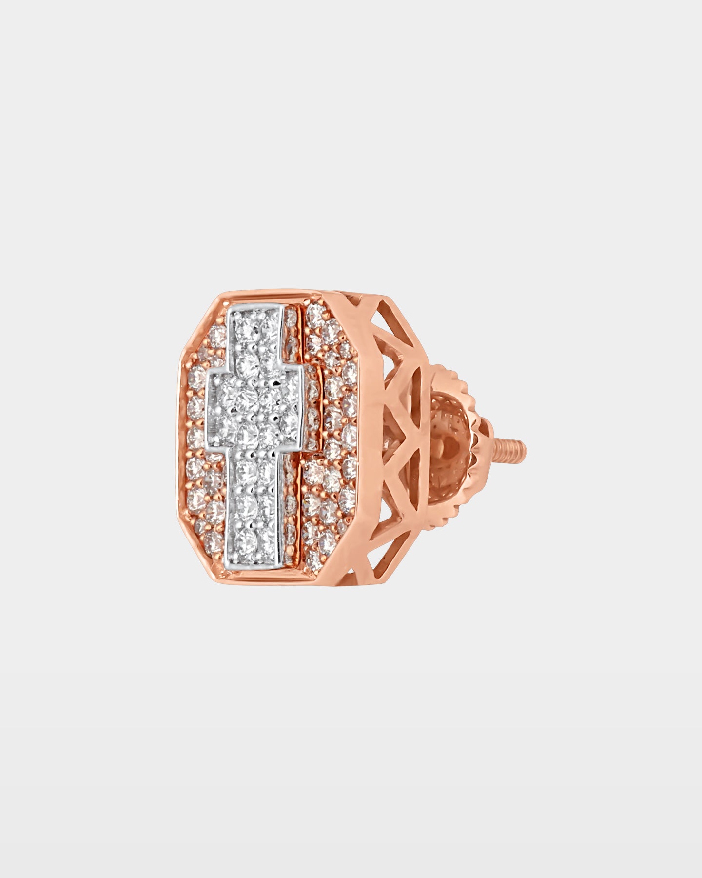 Two Tone Cross Cluster Diamond Studs | The Ice Champ Dallas, TX