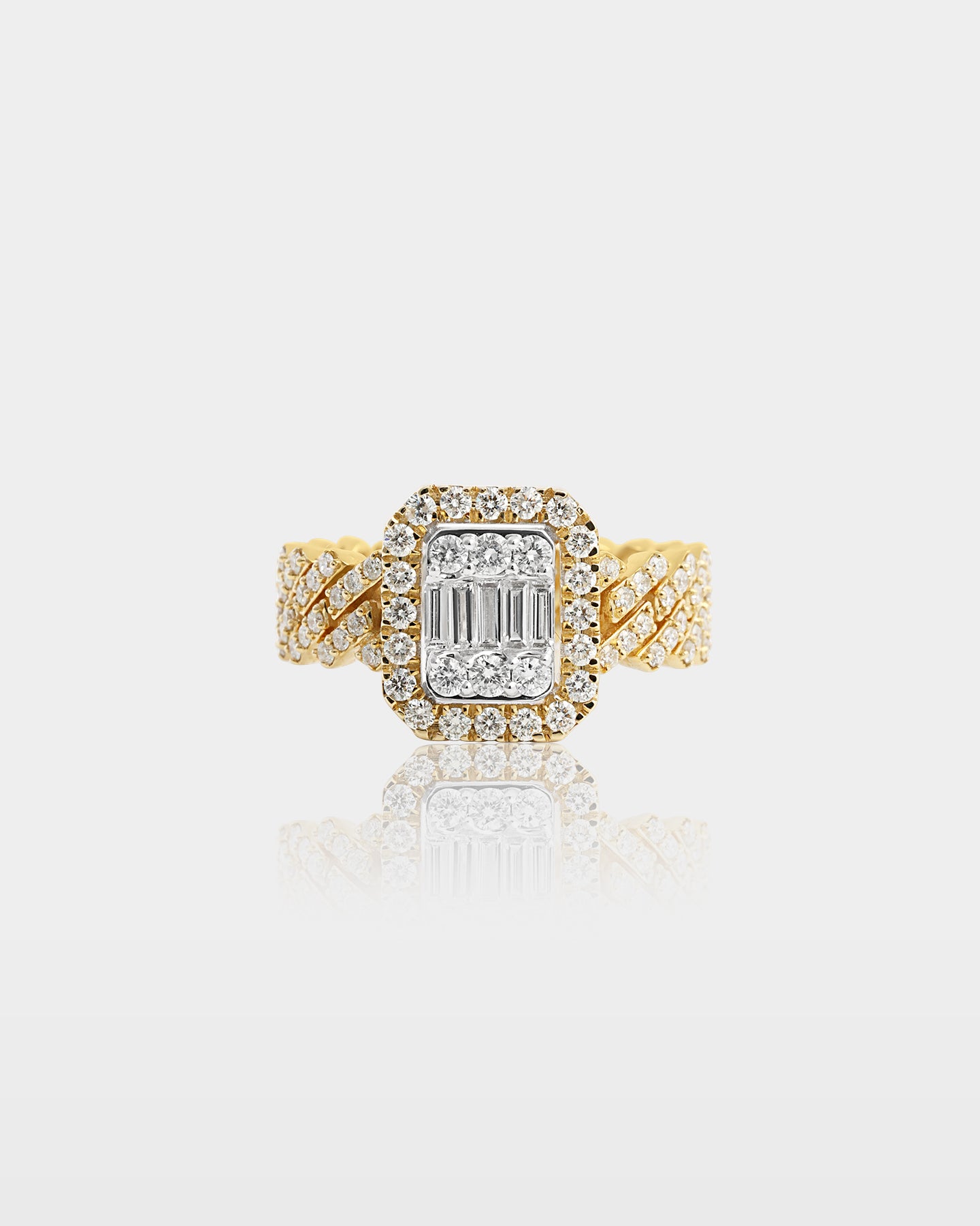10k Gold Cuban Link Diamond Halo Ring | The Ice champ Jewelry