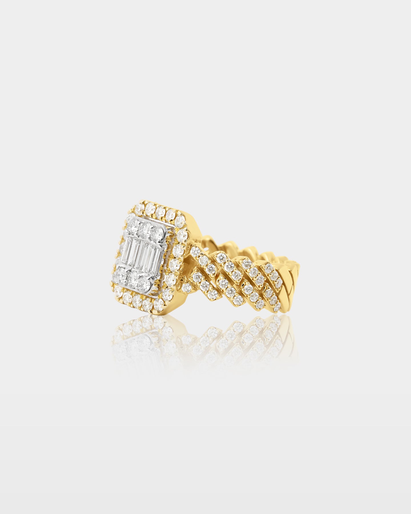10k Gold Cuban Link Diamond Halo Ring | The Ice champ Jewelry