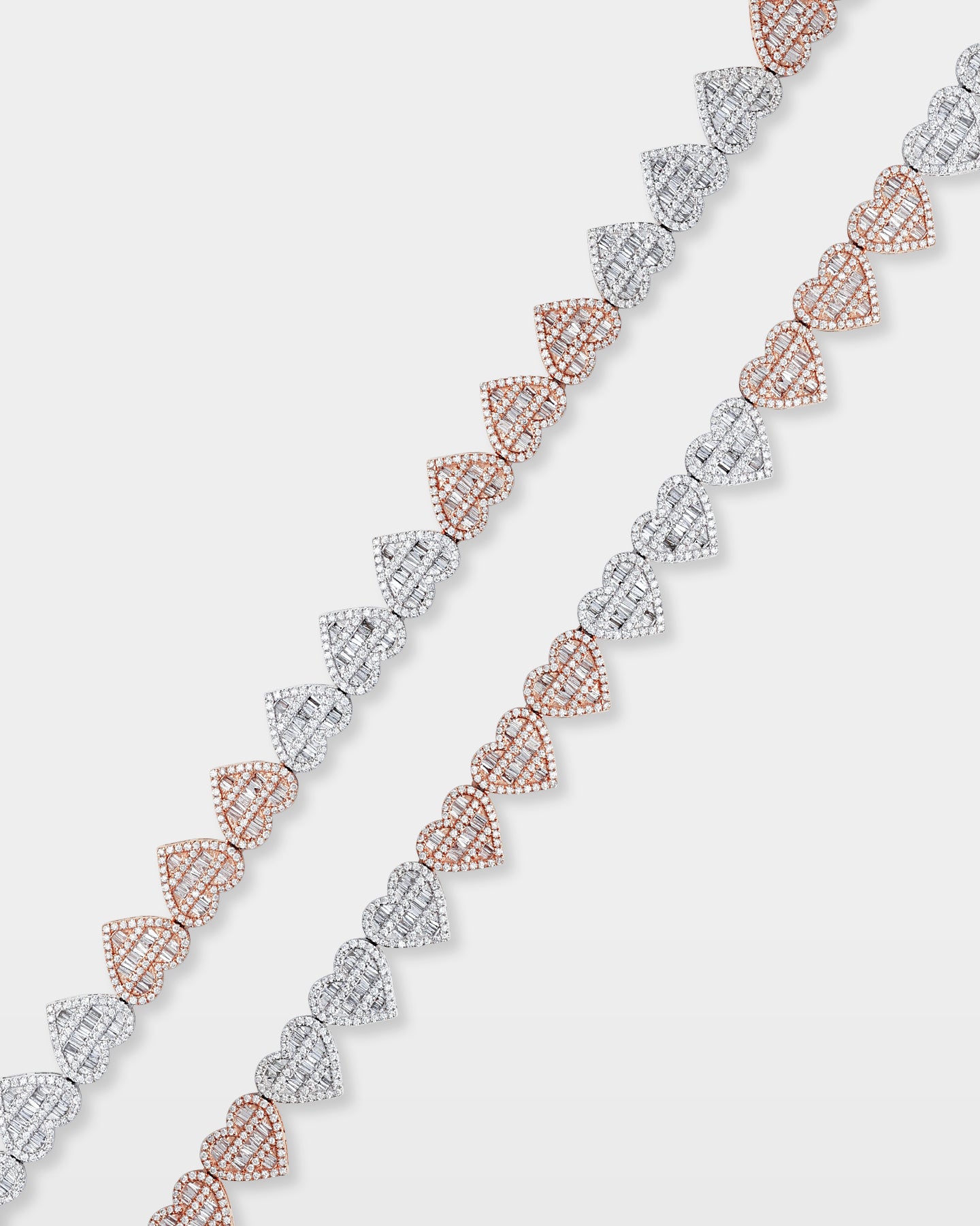 10k Rose and White Gold Heart Diamond Tennis Necklace | The Ice Champ DFW
