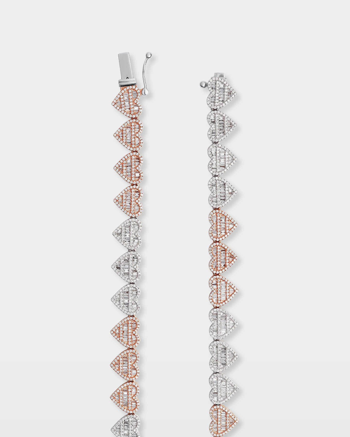10k Rose and White Gold Heart Diamond Tennis Necklace | The Ice Champ DFW