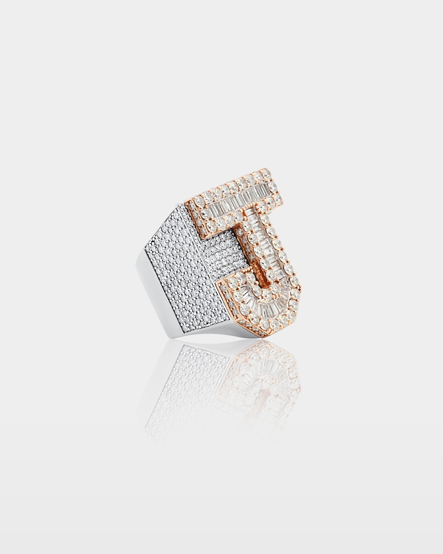 10k Gold 'J' Letter Diamond Signet Ring | The Ice Champ Dallas