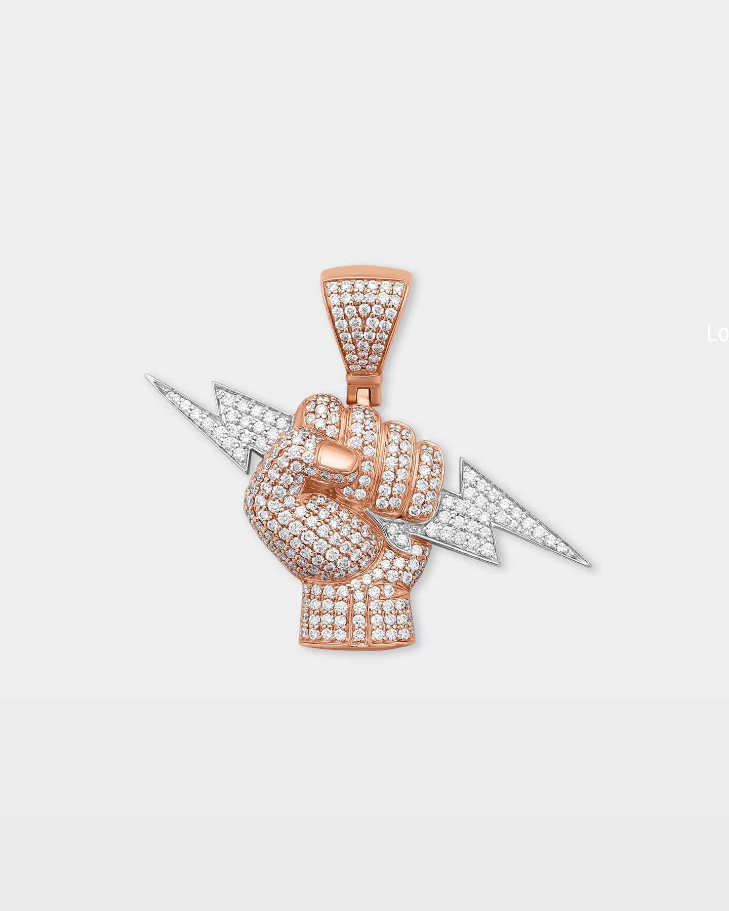 10k Gold Lightning Bolt Fist Diamond Pendant | The Ice Champ Custom Jewelry