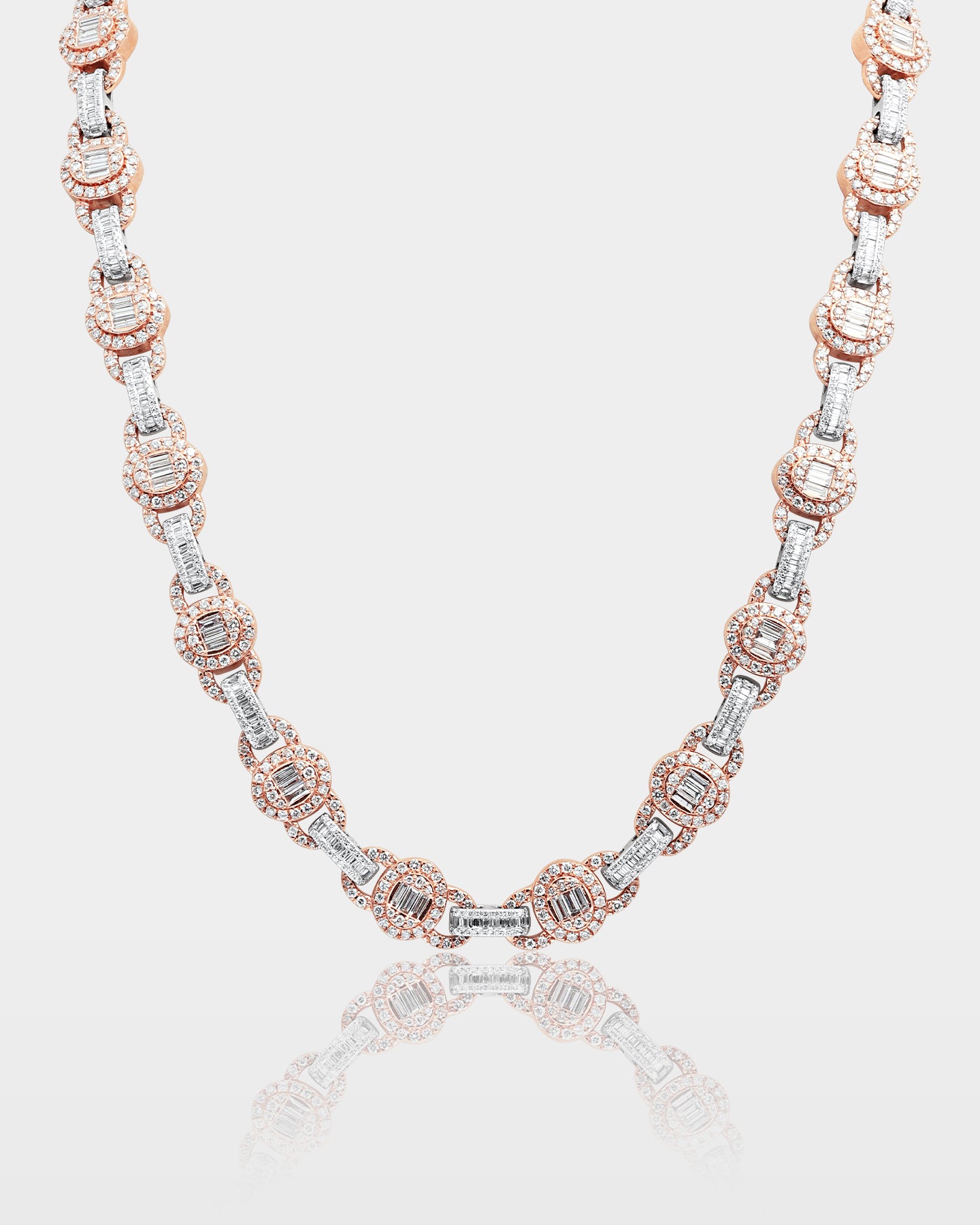 White and Rose Gold Oval Link Diamond Chain | The Ice Champ DFW