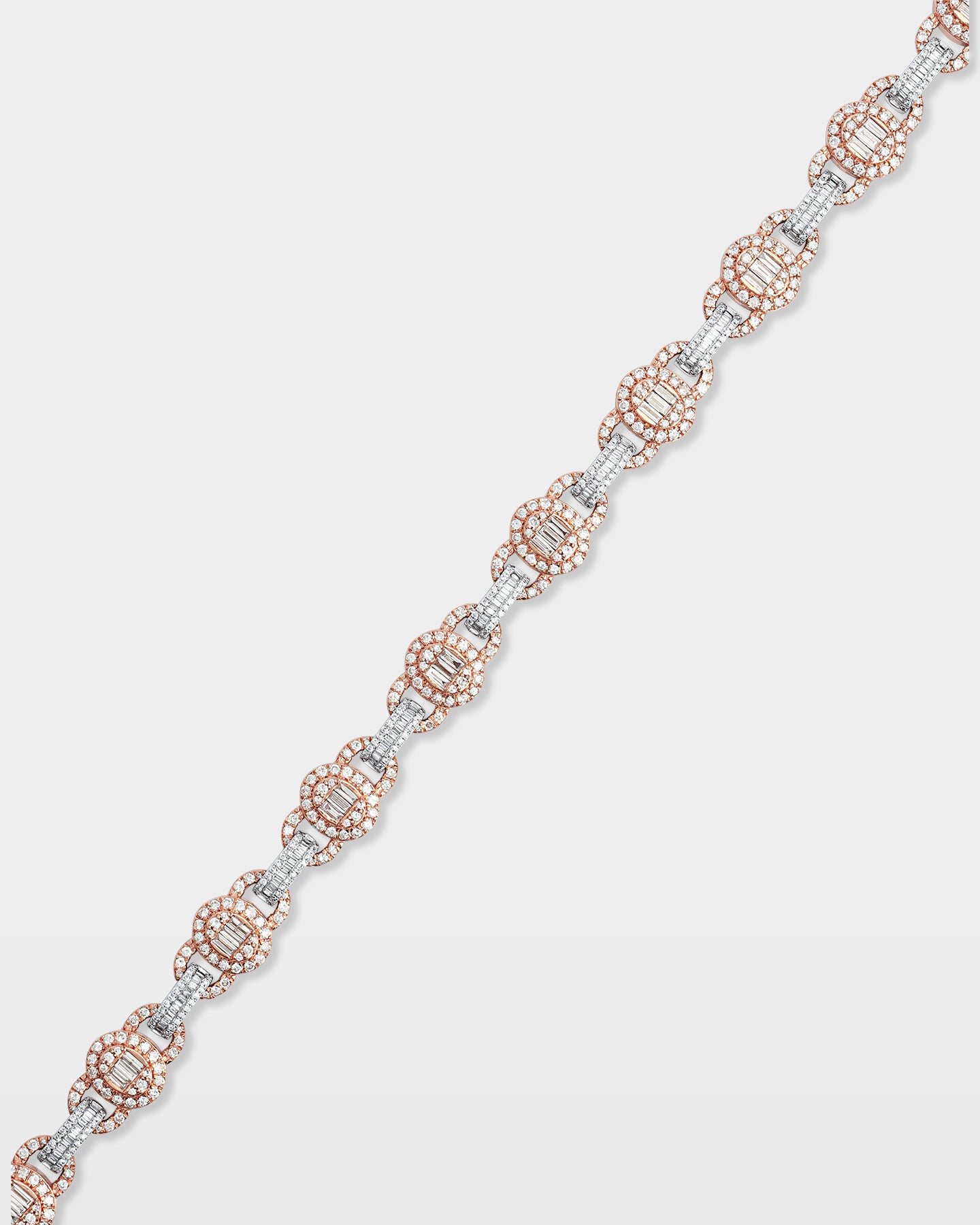 White and Rose Gold Oval Link Diamond Chain | The Ice Champ DFW, Texas