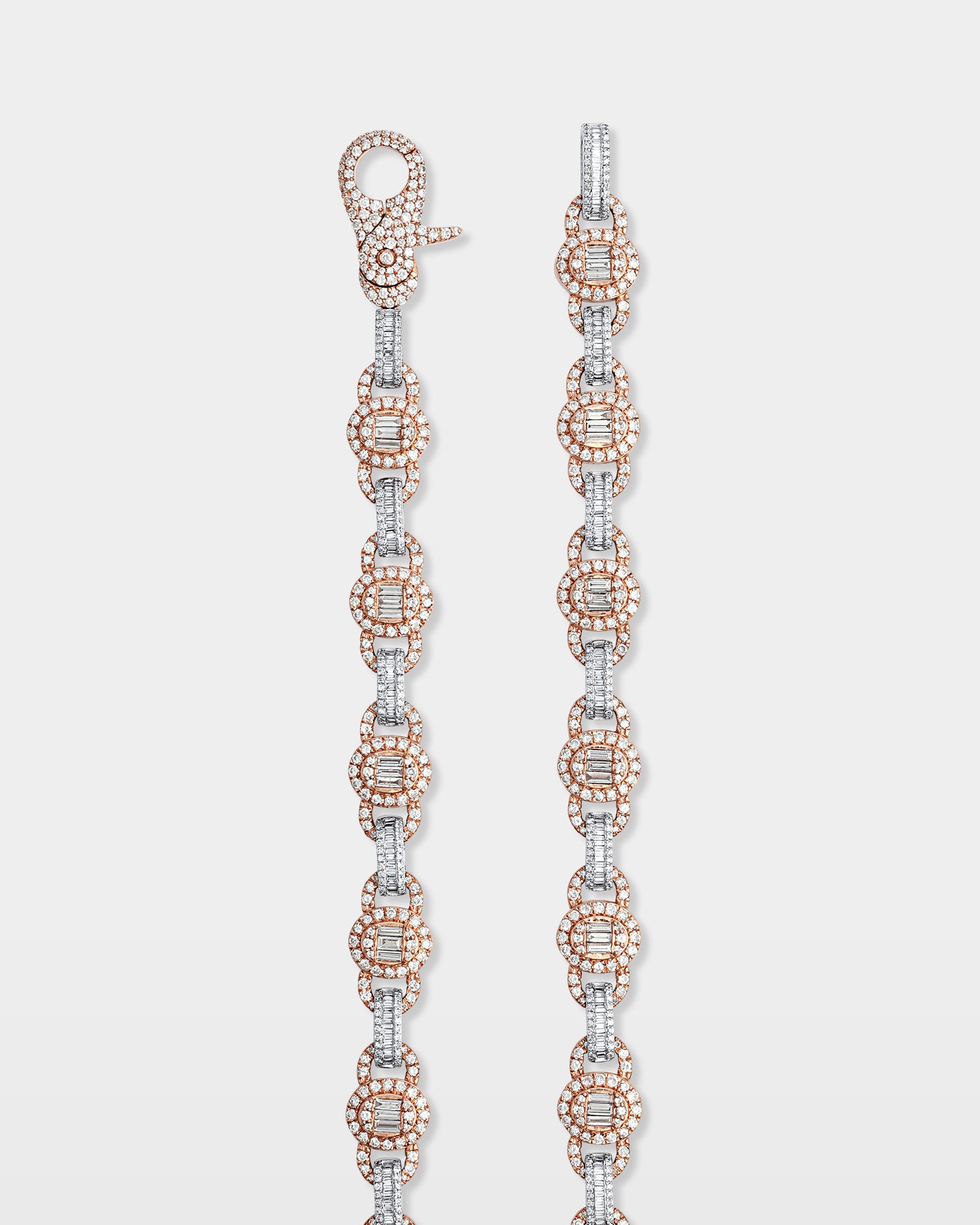 White and Rose Gold Oval Link Diamond Chain | The Ice Champ DFW, Texas