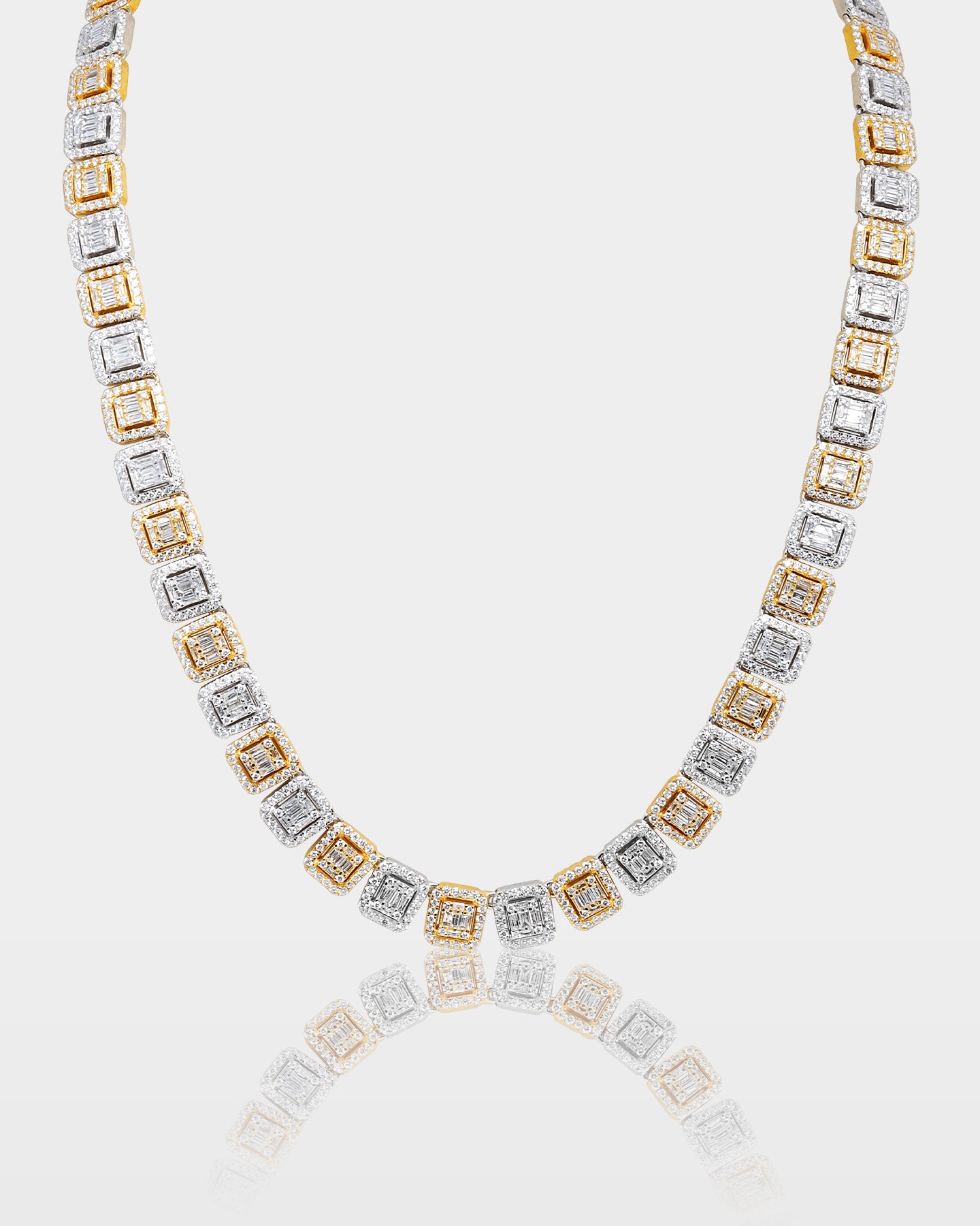 White & Yellow Gold Square Link Diamond Chain | The Ice Champ Jewelry