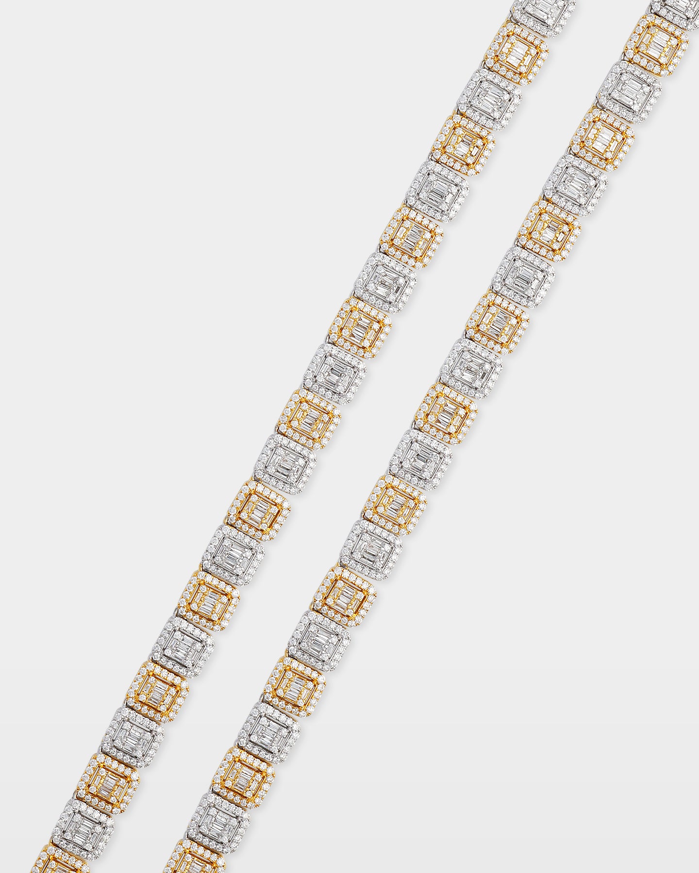 White & Yellow Gold Square Link Diamond Chain | The Ice Champ Jewelry
