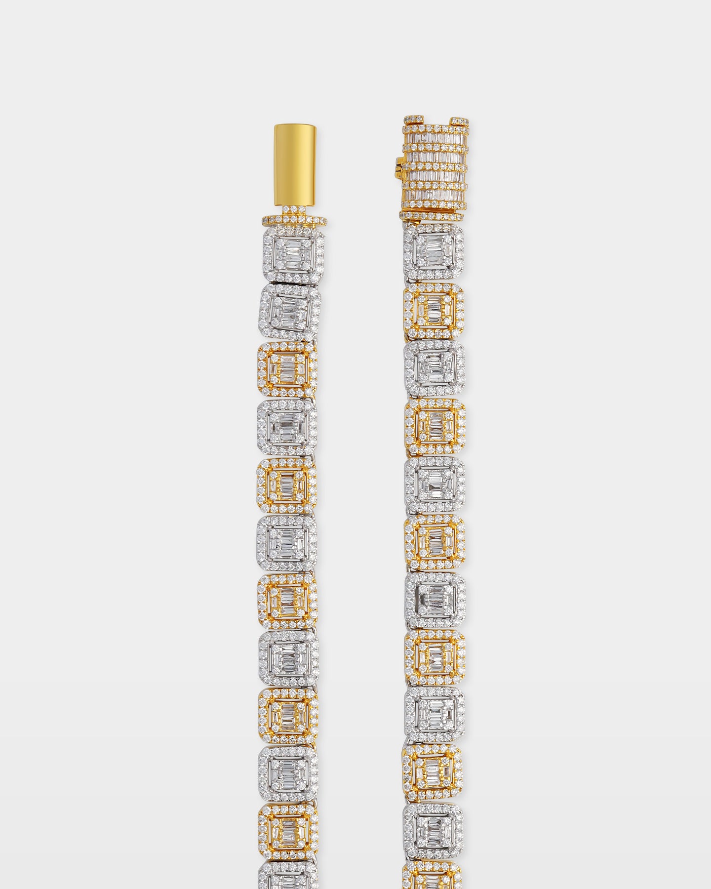 White & Yellow Gold Square Link Diamond Chain | The Ice Champ Jewelry