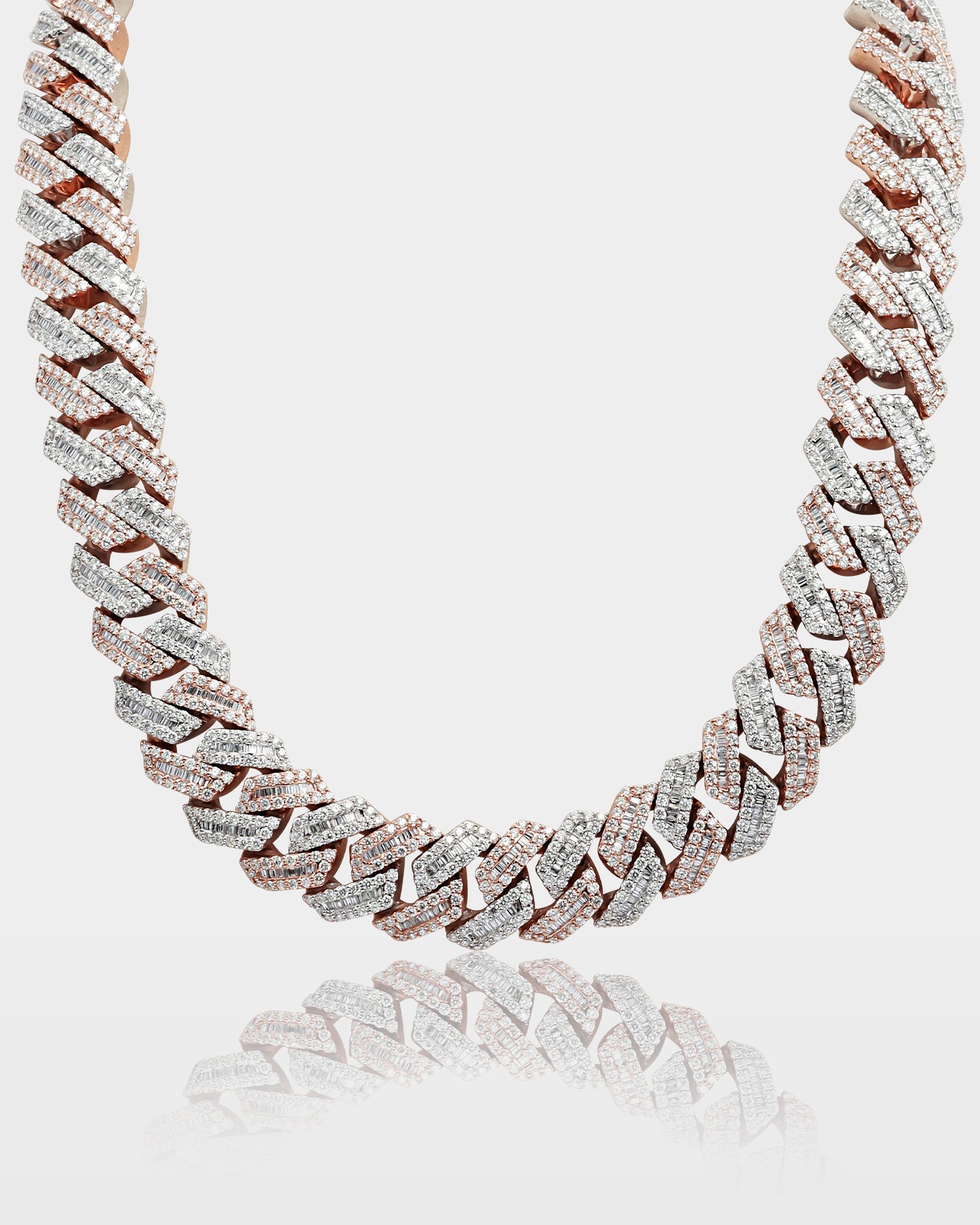 Two Tone Trapezoid Diamond Cuban Link Chain 19MM | The Ice Champ Dallas