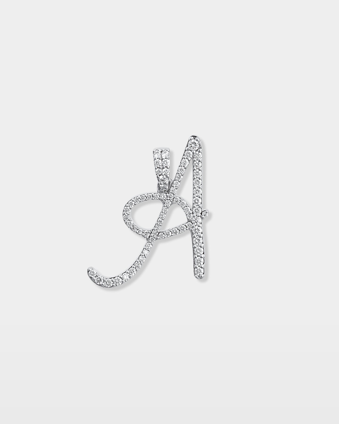 White Gold "A" Letter Diamond Pendant | The Ice Champ Grapevine