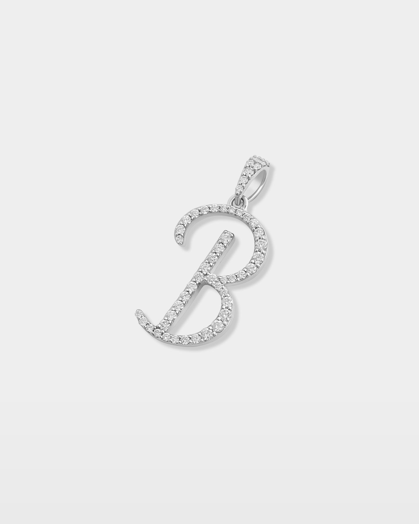 White Gold "B" Letter Diamond Pendant | The Ice Champ Dallas