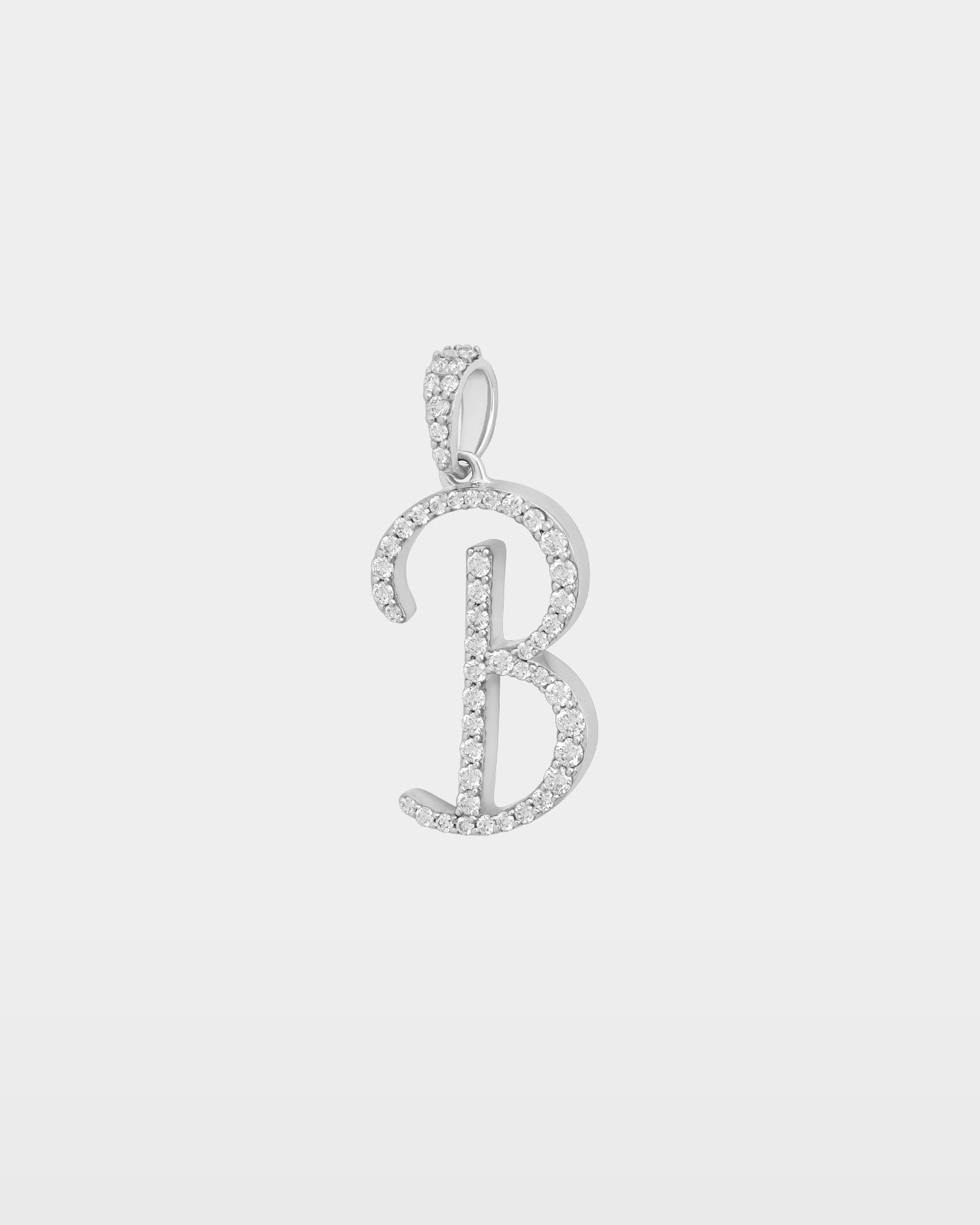 White Gold "B" Letter Diamond Pendant | The Ice Champ Dallas
