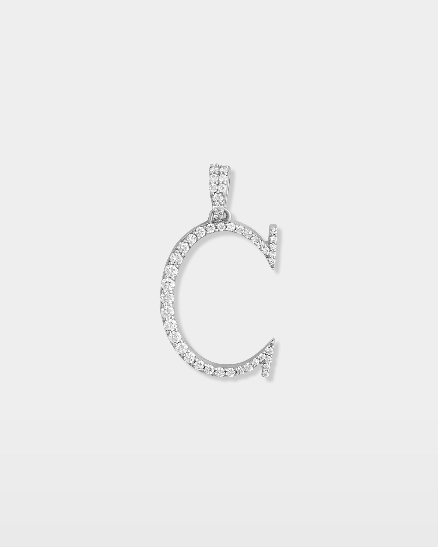 White Gold "C" Letter Diamond Pendant | The Ice Champ Jewelry