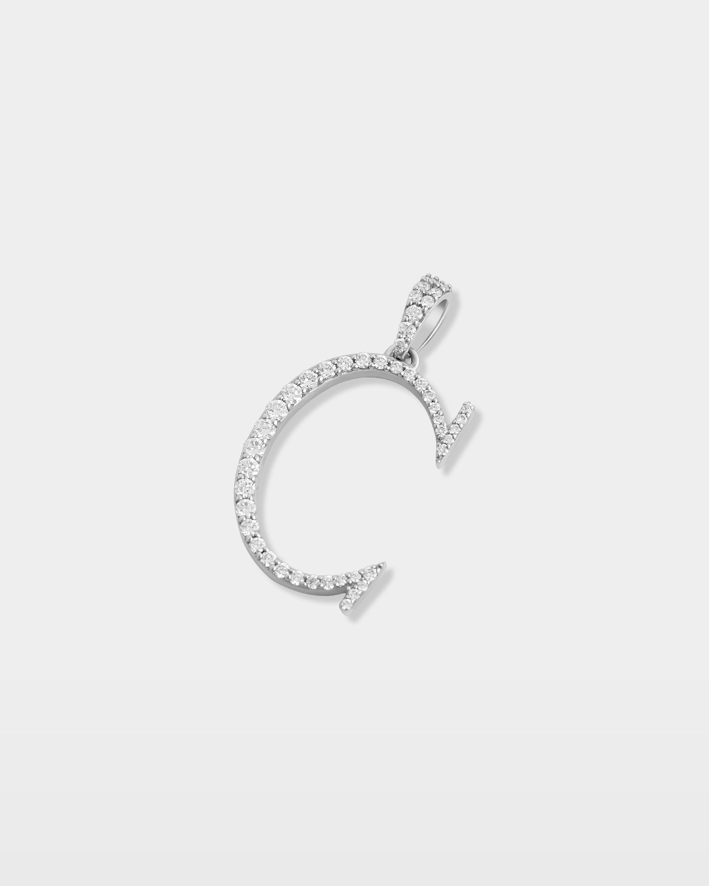 White Gold "C" Letter Diamond Pendant | The Ice Champ Jewelry