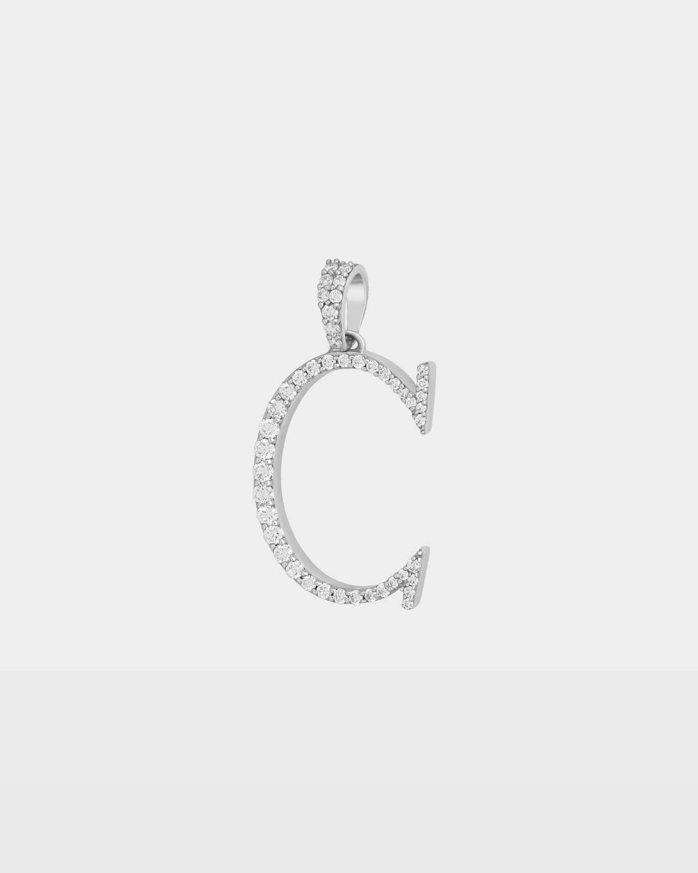 White Gold "C" Letter Diamond Pendant | The Ice Champ Jewelry