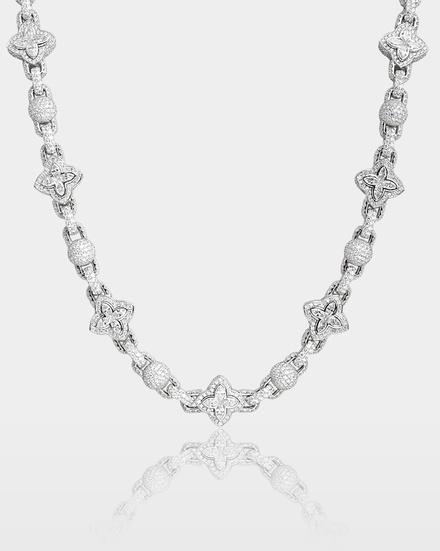 10k Gold Clover & Ball Diamond Link Chain | Iced Jewelry at The Ice Champ Dallas