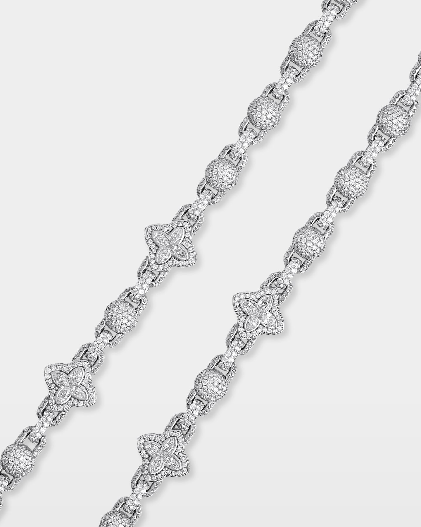 10k Gold Clover & Ball Diamond Link Chain | Iced Jewelry at The Ice Champ Dallas