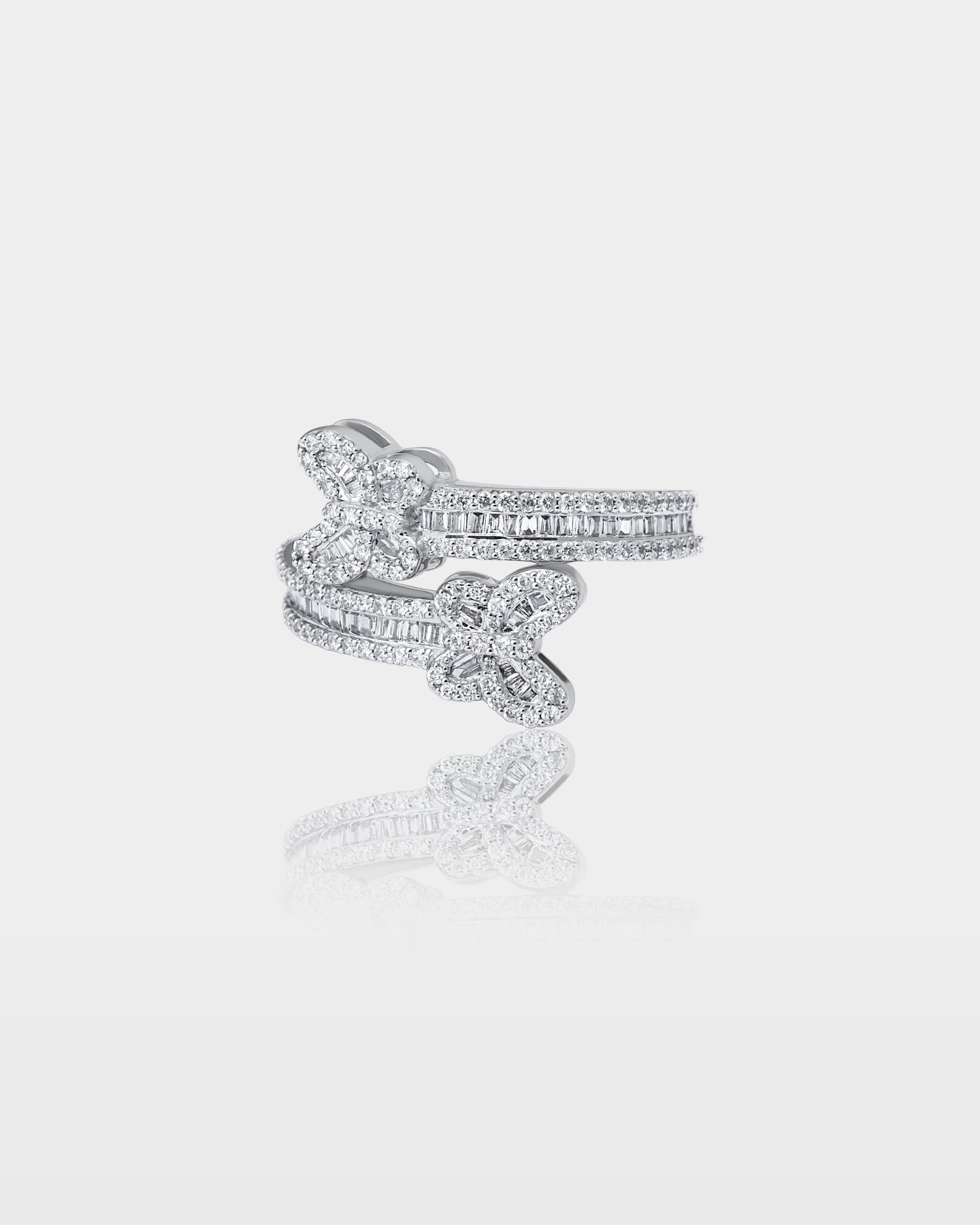 White Gold Double-Butterfly Wrap Diamond Ring | The Ice Champ Dallas, Texas