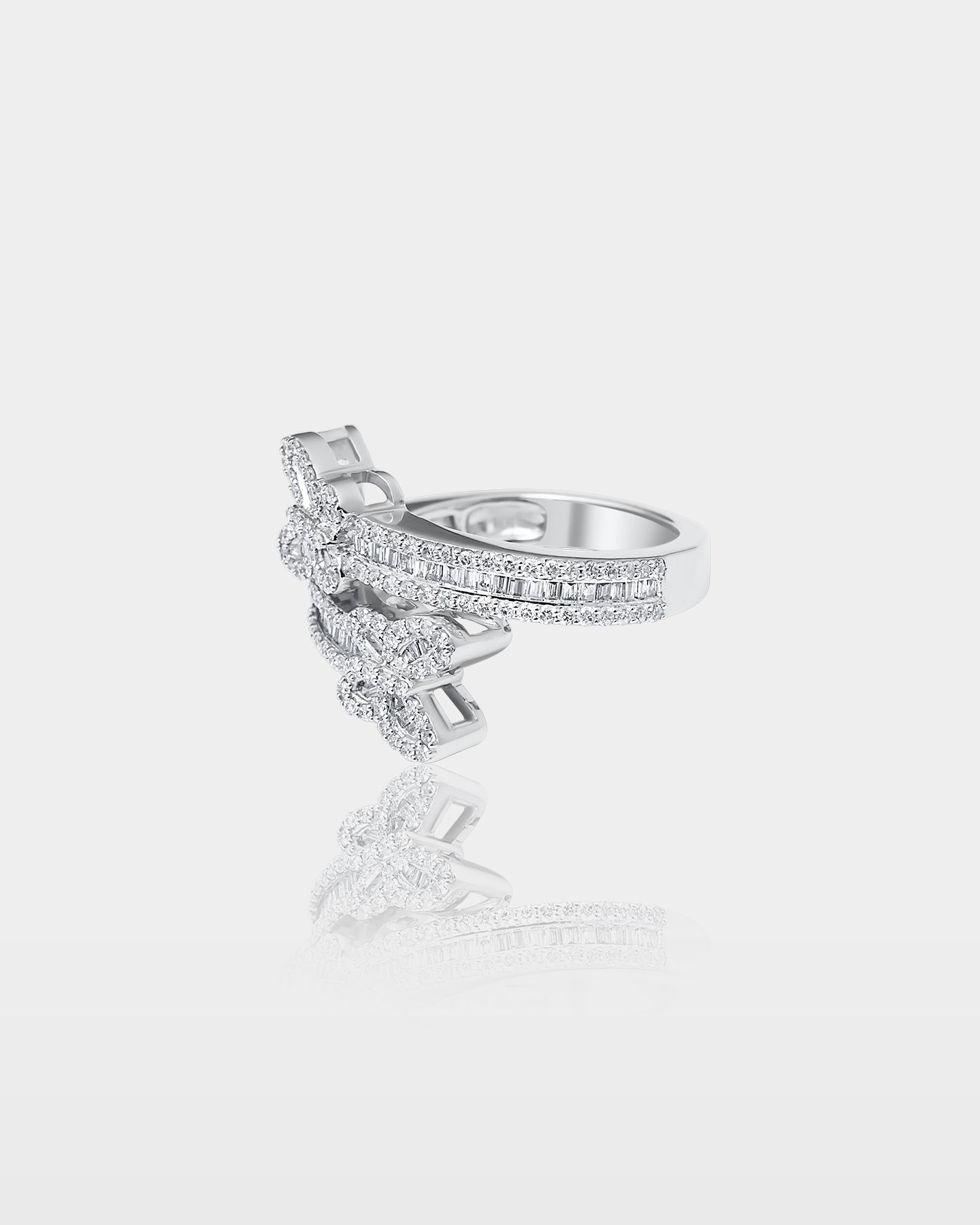 White Gold Double-Butterfly Wrap Diamond Ring | The Ice Champ Dallas, Texas