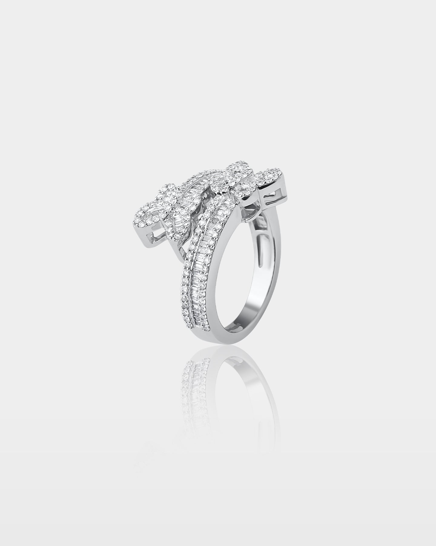 White Gold Double-Butterfly Wrap Diamond Ring | The Ice Champ Dallas, Texas
