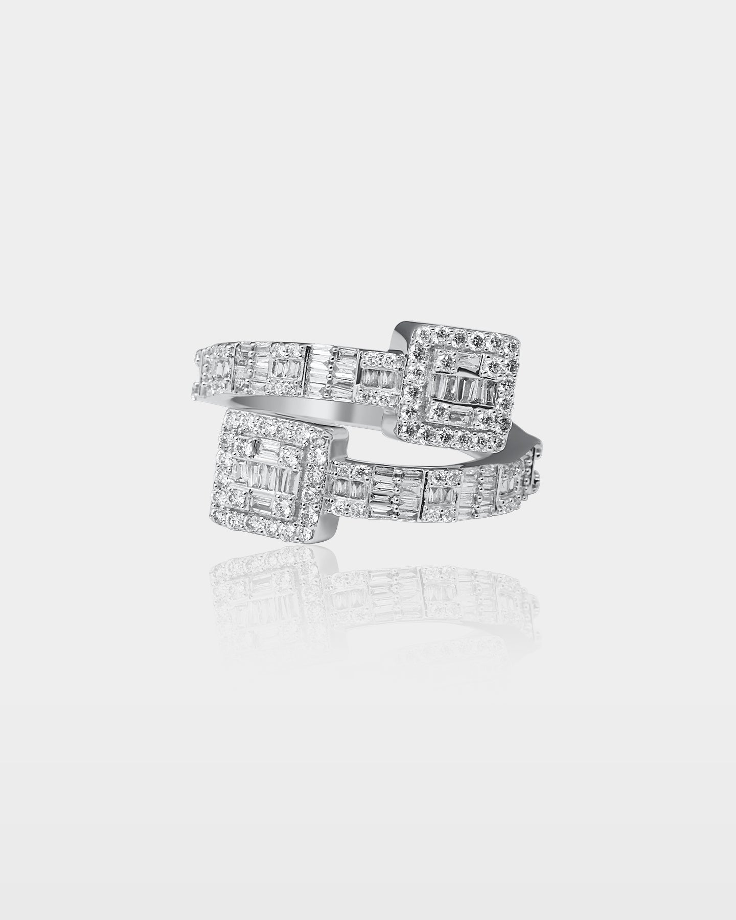 White Gold Double-Square Diamond Wrap Ring | The Ice Champ Dallas, Texas