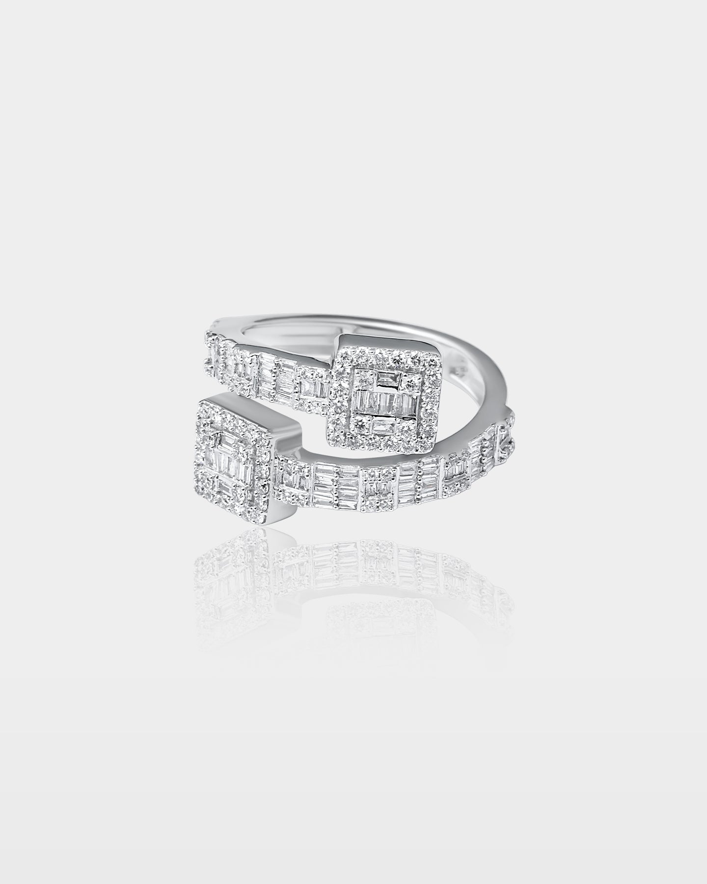 White Gold Double-Square Diamond Wrap Ring | The Ice Champ Dallas, Texas