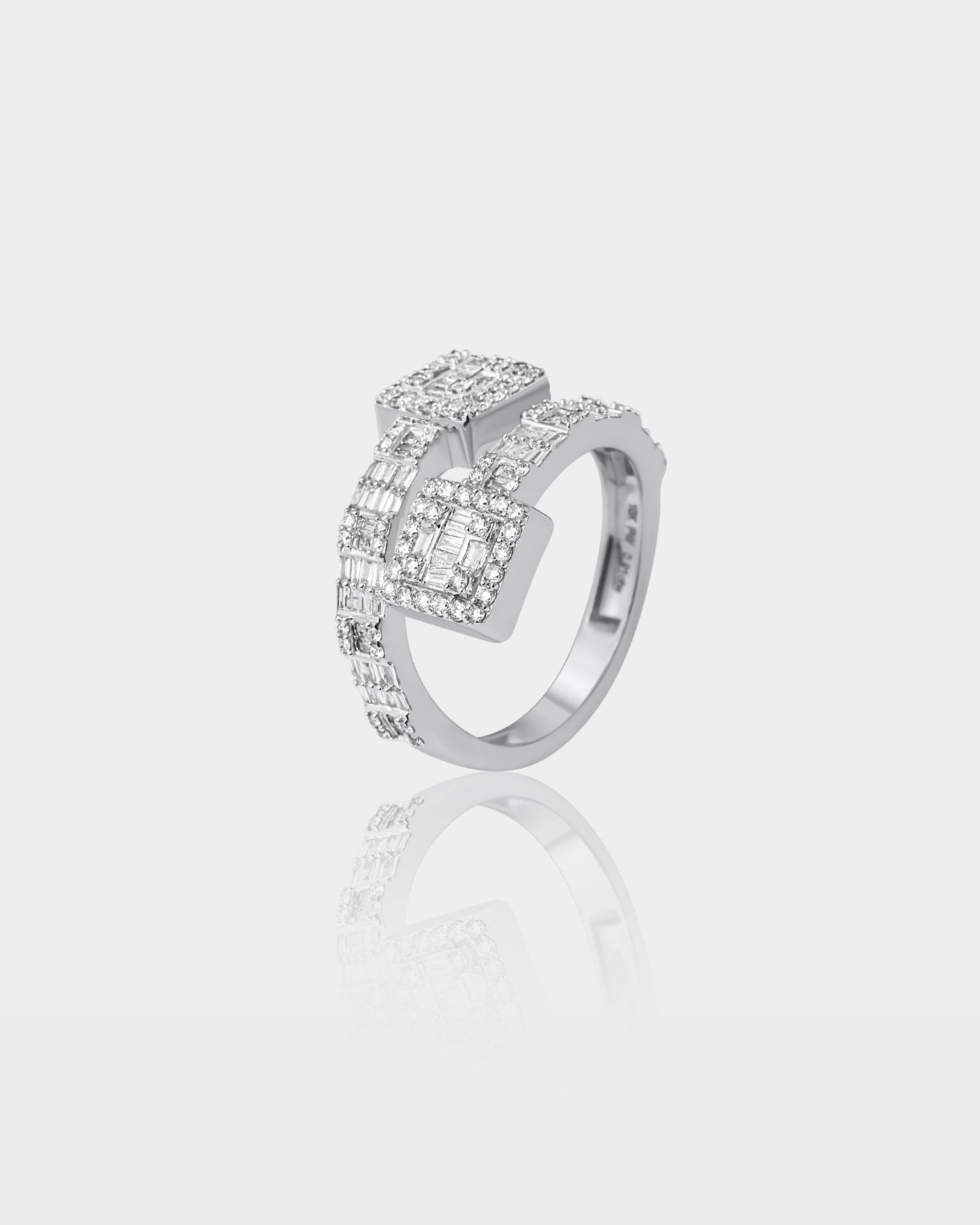 White Gold Double-Square Diamond Wrap Ring | The Ice Champ Dallas, Texas