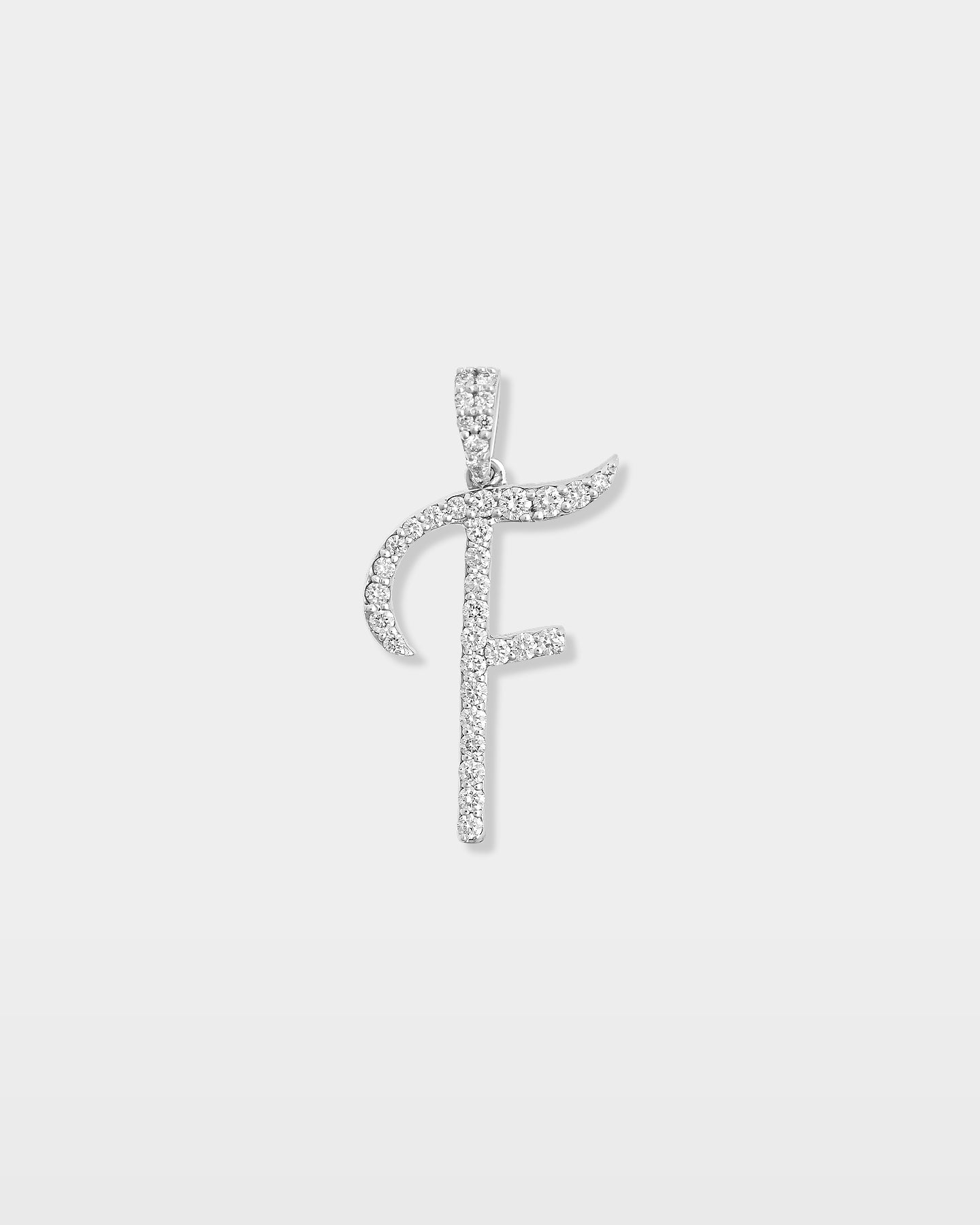 White Gold "F" Diamond Letter Pendant | The Ice Champ Grapevine TX