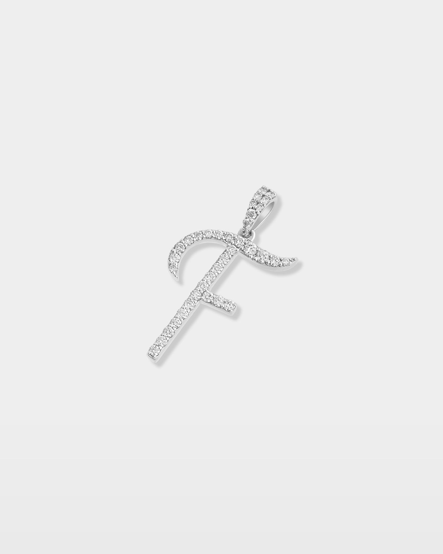 White Gold "F" Diamond Letter Pendant | The Ice Champ Grapevine TX