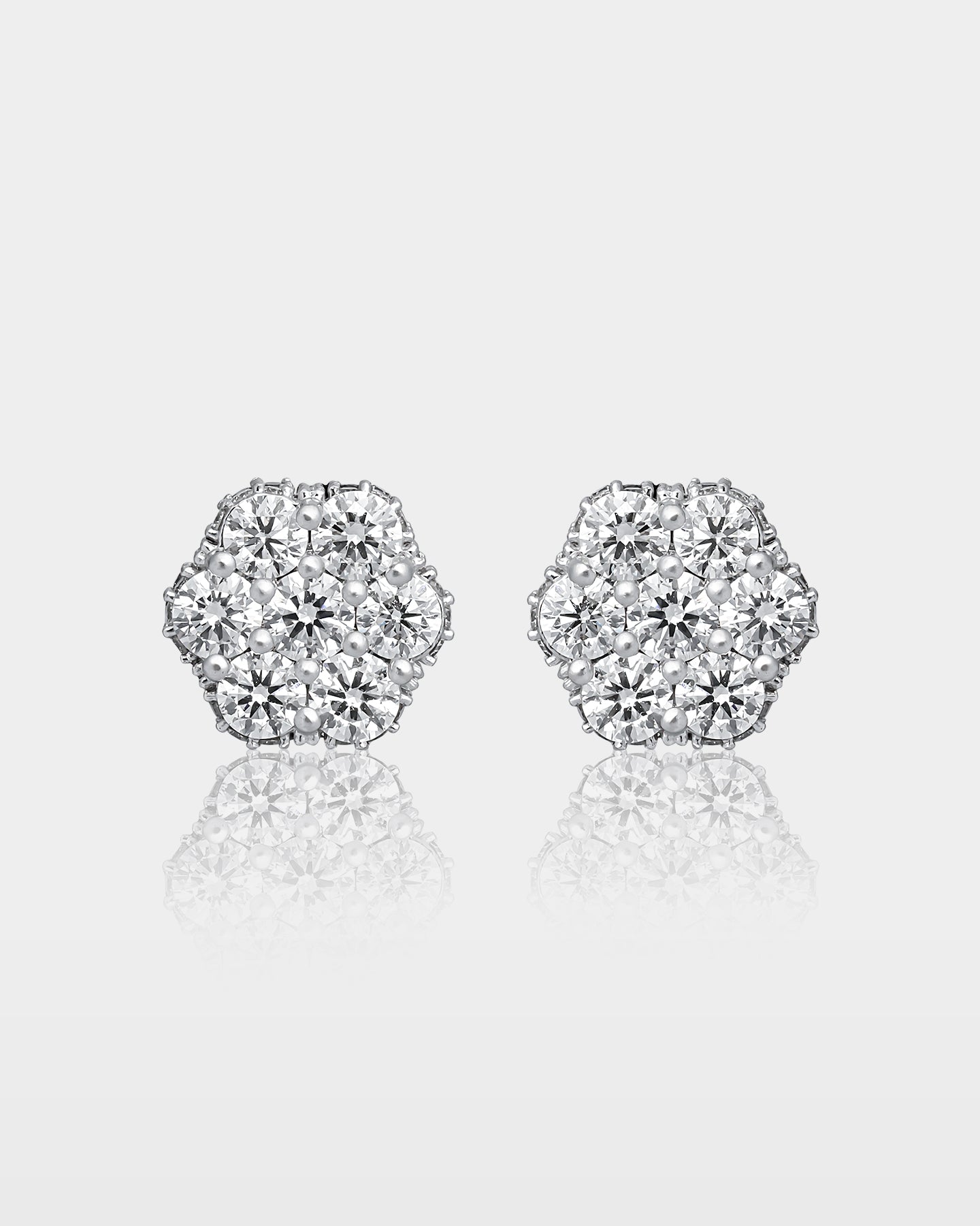 White Gold Floral Cluster Diamond Studs | The Ice Champ Grapevine, TX