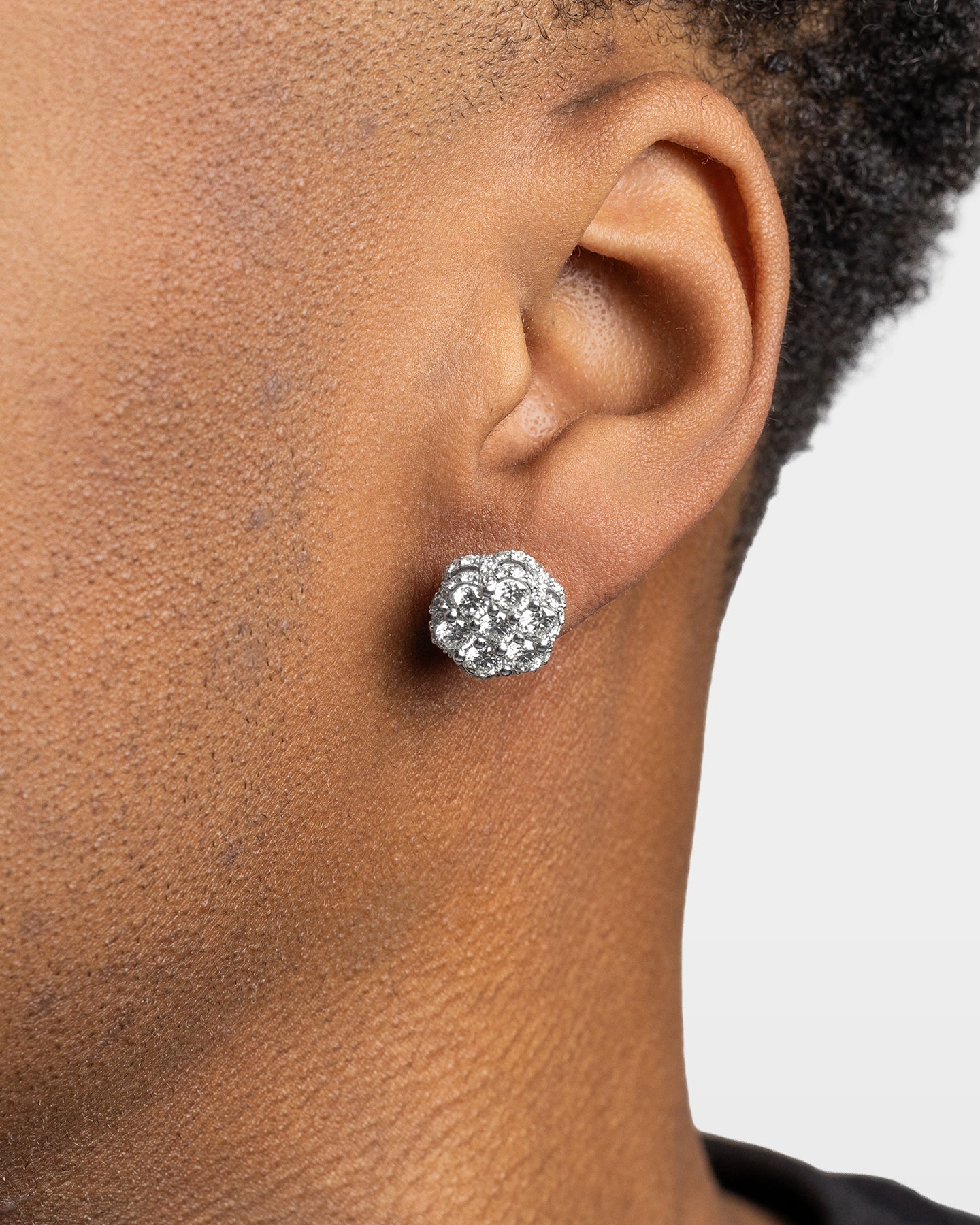 White Gold Floral Cluster Diamond Studs | The Ice Champ