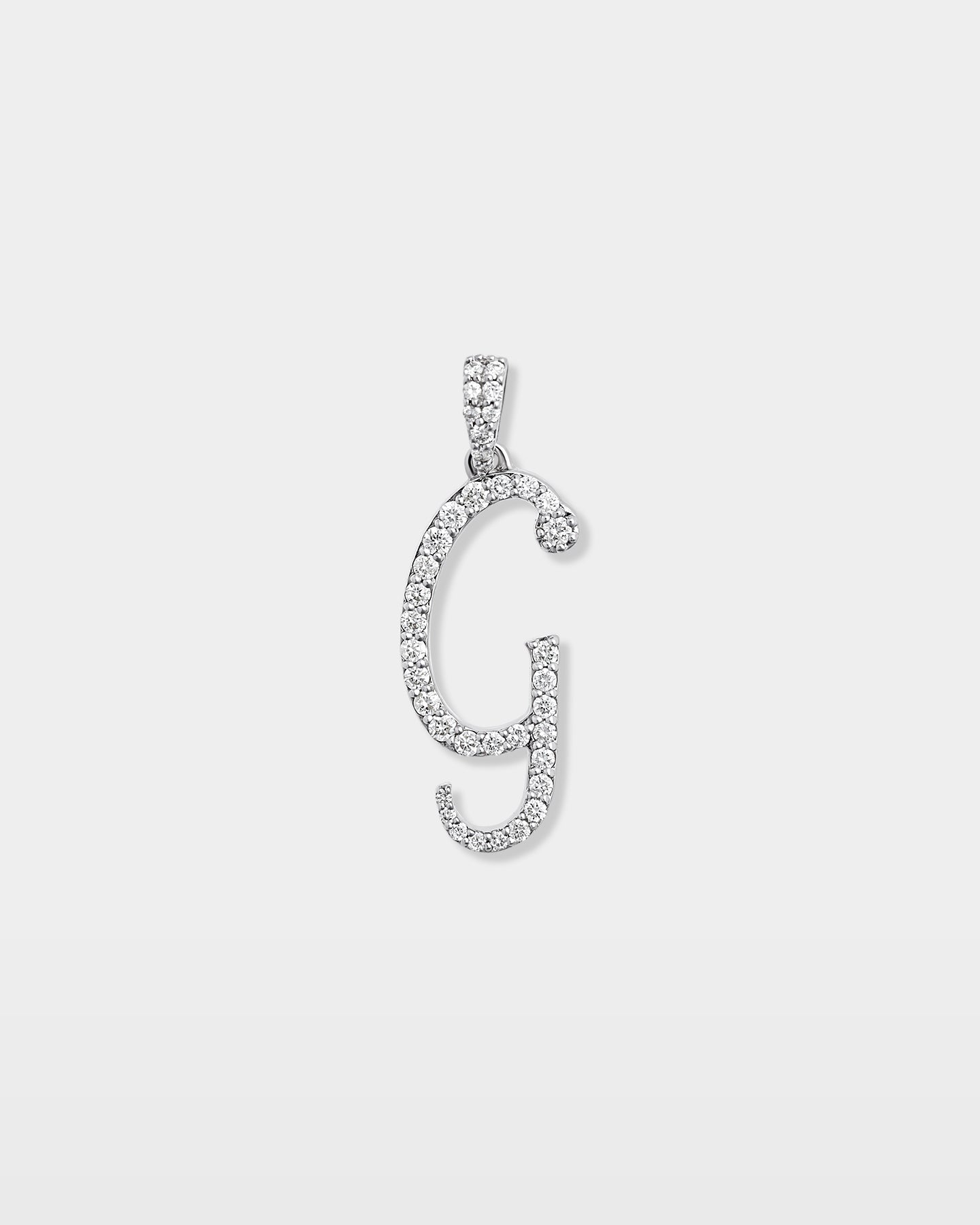 White Gold "G" Letter Diamond Pendant | The Ice Champ Jewelry Dallas