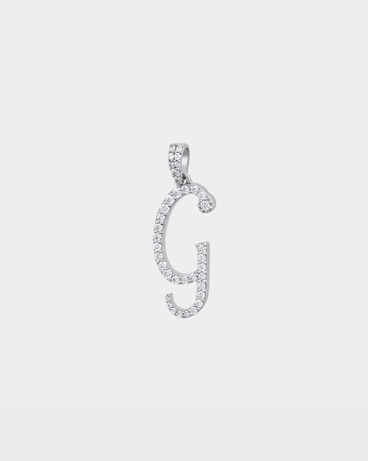 White Gold "G" Letter Diamond Pendant | The Ice Champ Jewelry Dallas
