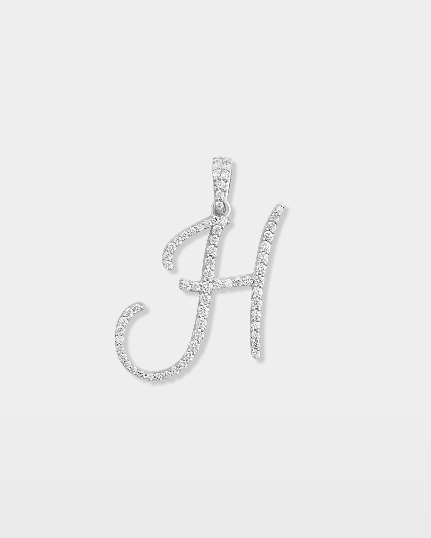 White Gold "H" Letter Diamond Pendant | The Ice Champ USA